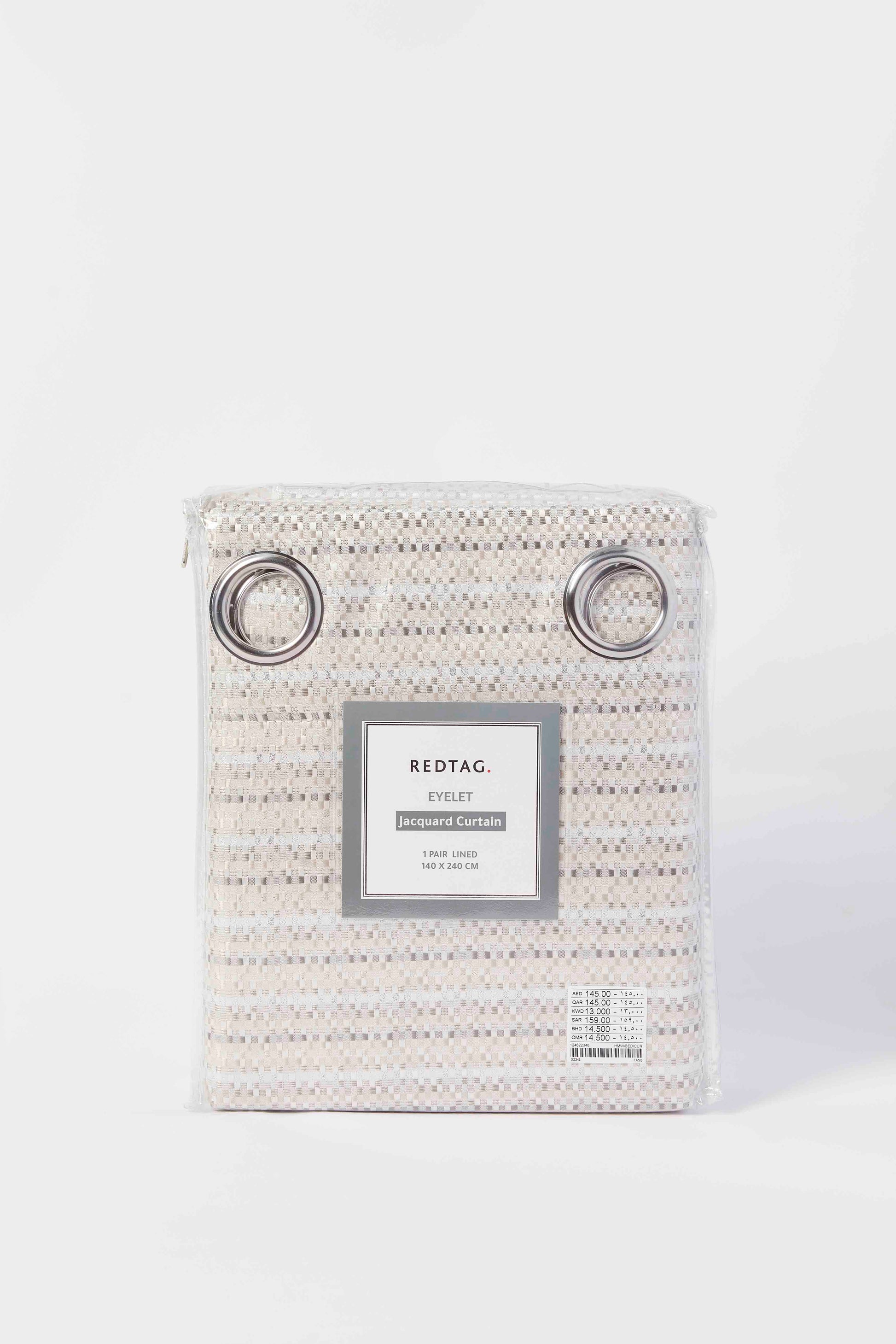 Redtag-Grey/Silver-Jacquard-Curtain-Pair-With-Lining-Category:Curtains,-Colour:Grey,-Deals:New-In,-Dept:Home,-Filter:Home-Bedroom,-HMW-BED-Curtains,-New-In-HMW-BED,-Non-Sale,-S23B,-Section:Homewares-Home-Bedroom-