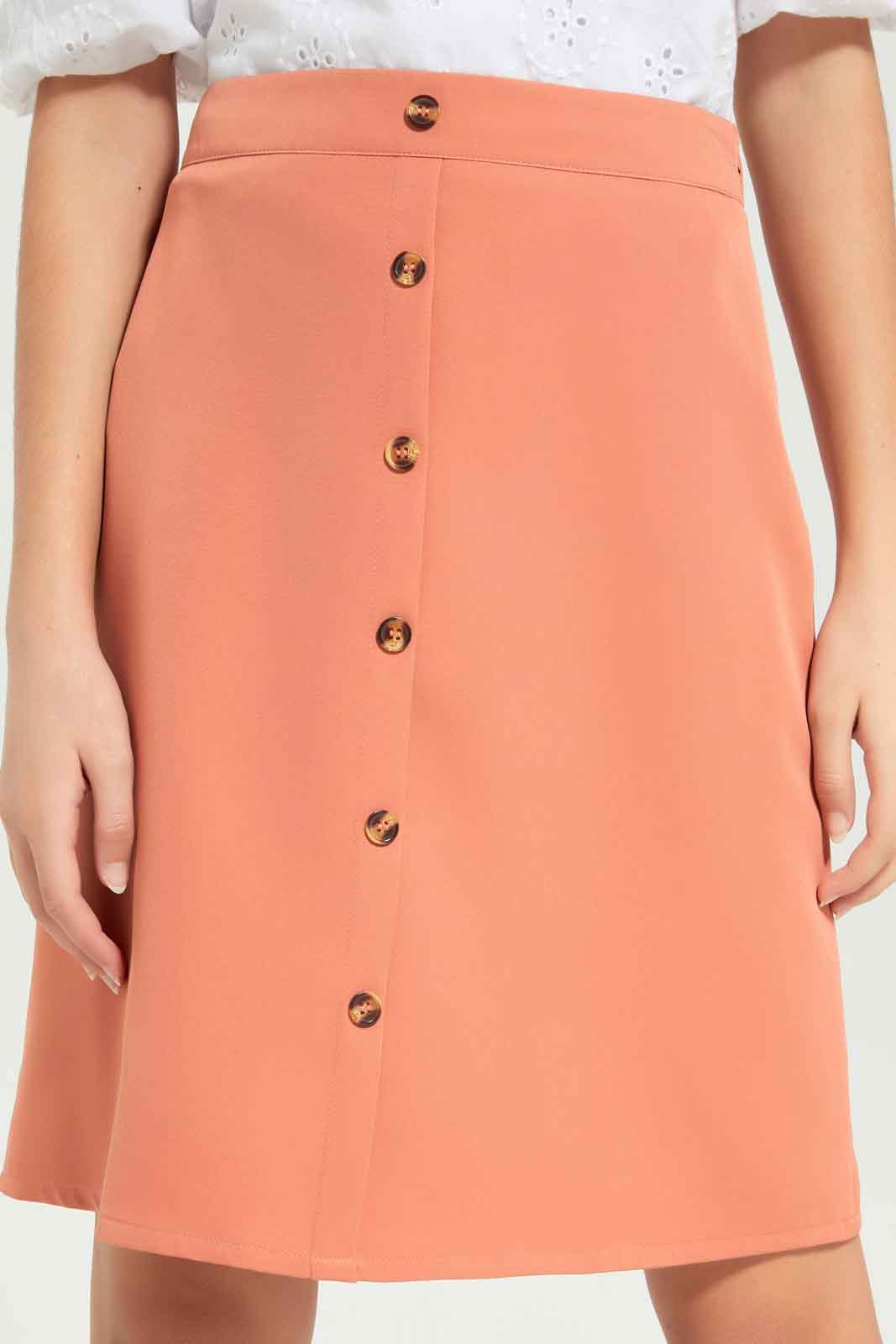 Redtag-Girls-Rust-Twill-Skirts-Category:Skirts,-Colour:Orange,-Deals:New-In,-Dept:Girls,-Filter:Senior-Girls-(8-to-14-Yrs),-GSR-Skirts,-New-In-GSR-APL,-Non-Sale,-S23B,-Section:Girls-(0-to-14Yrs)-Senior-Girls-9 to 14 Years