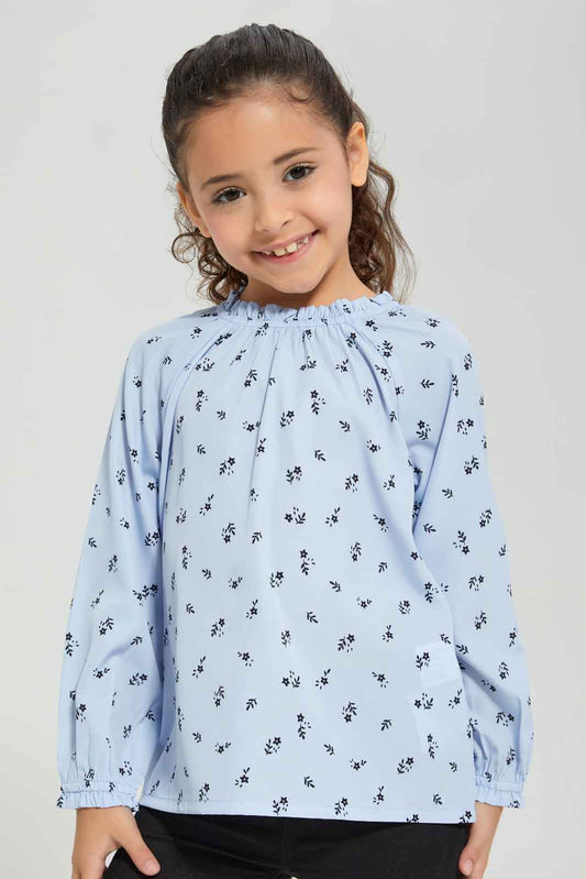 Redtag-Girls-Basic-Crepe-Blouse--Blue-Category:Blouses,-Colour:Blue,-Deals:New-In,-Dept:Girls,-Filter:Girls-(2-to-8-Yrs),-GIR-Blouses,-New-In-GIR-APL,-Non-Sale,-S23A,-Section:Girls-(0-to-14Yrs)-Girls-2 to 8 Years