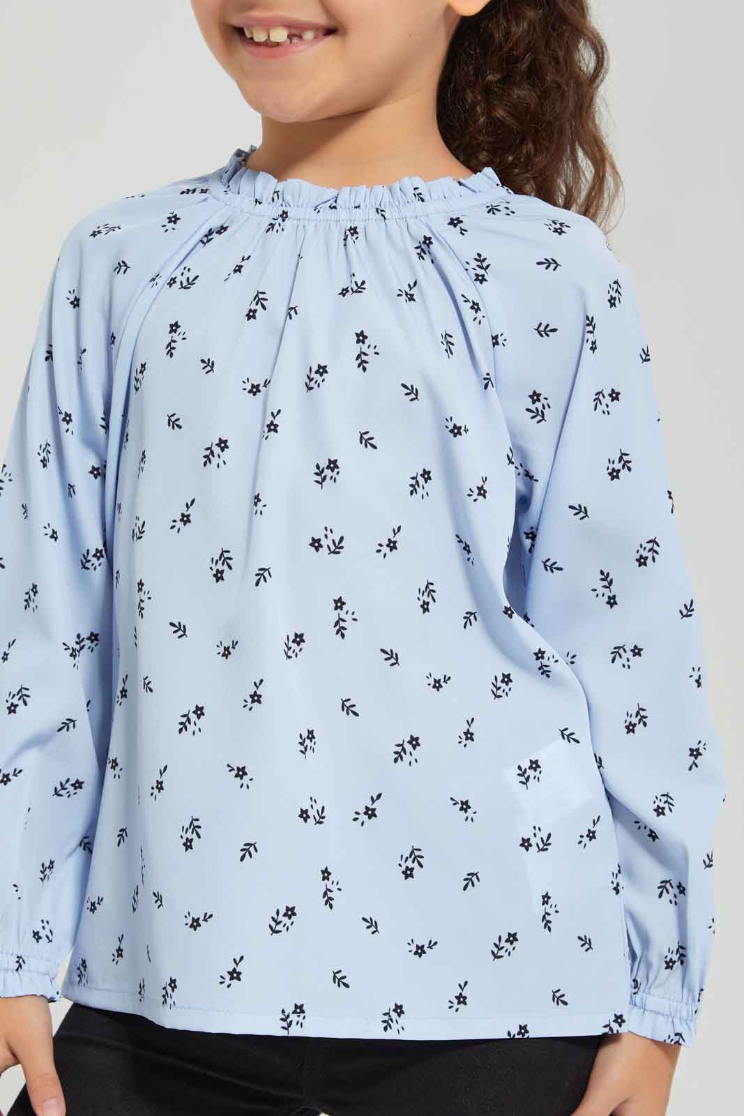 Redtag-Girls-Basic-Crepe-Blouse--Blue-Category:Blouses,-Colour:Blue,-Deals:New-In,-Dept:Girls,-Filter:Girls-(2-to-8-Yrs),-GIR-Blouses,-New-In-GIR-APL,-Non-Sale,-S23A,-Section:Girls-(0-to-14Yrs)-Girls-2 to 8 Years