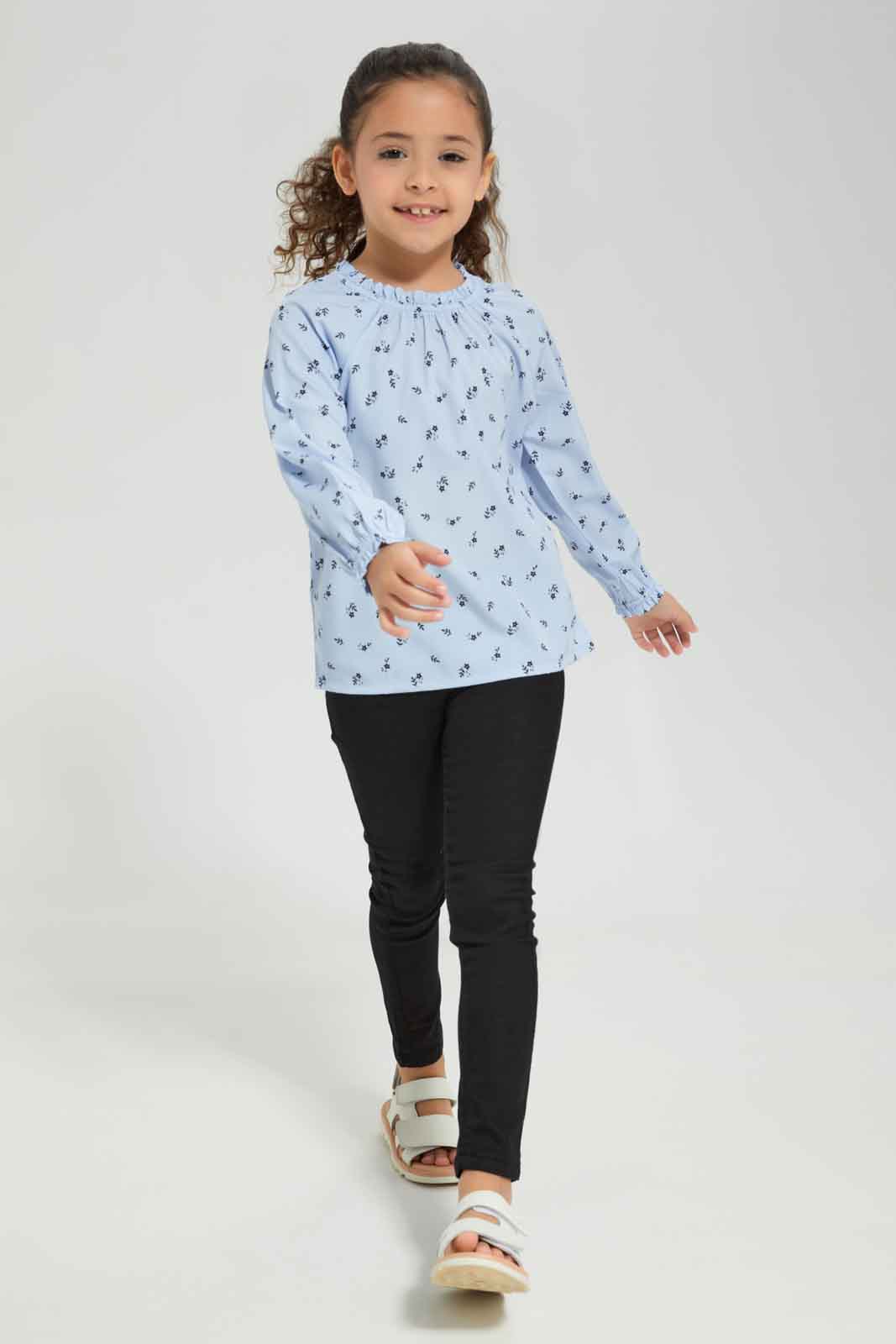 Redtag-Girls-Basic-Crepe-Blouse--Blue-Category:Blouses,-Colour:Blue,-Deals:New-In,-Dept:Girls,-Filter:Girls-(2-to-8-Yrs),-GIR-Blouses,-New-In-GIR-APL,-Non-Sale,-S23A,-Section:Girls-(0-to-14Yrs)-Girls-2 to 8 Years
