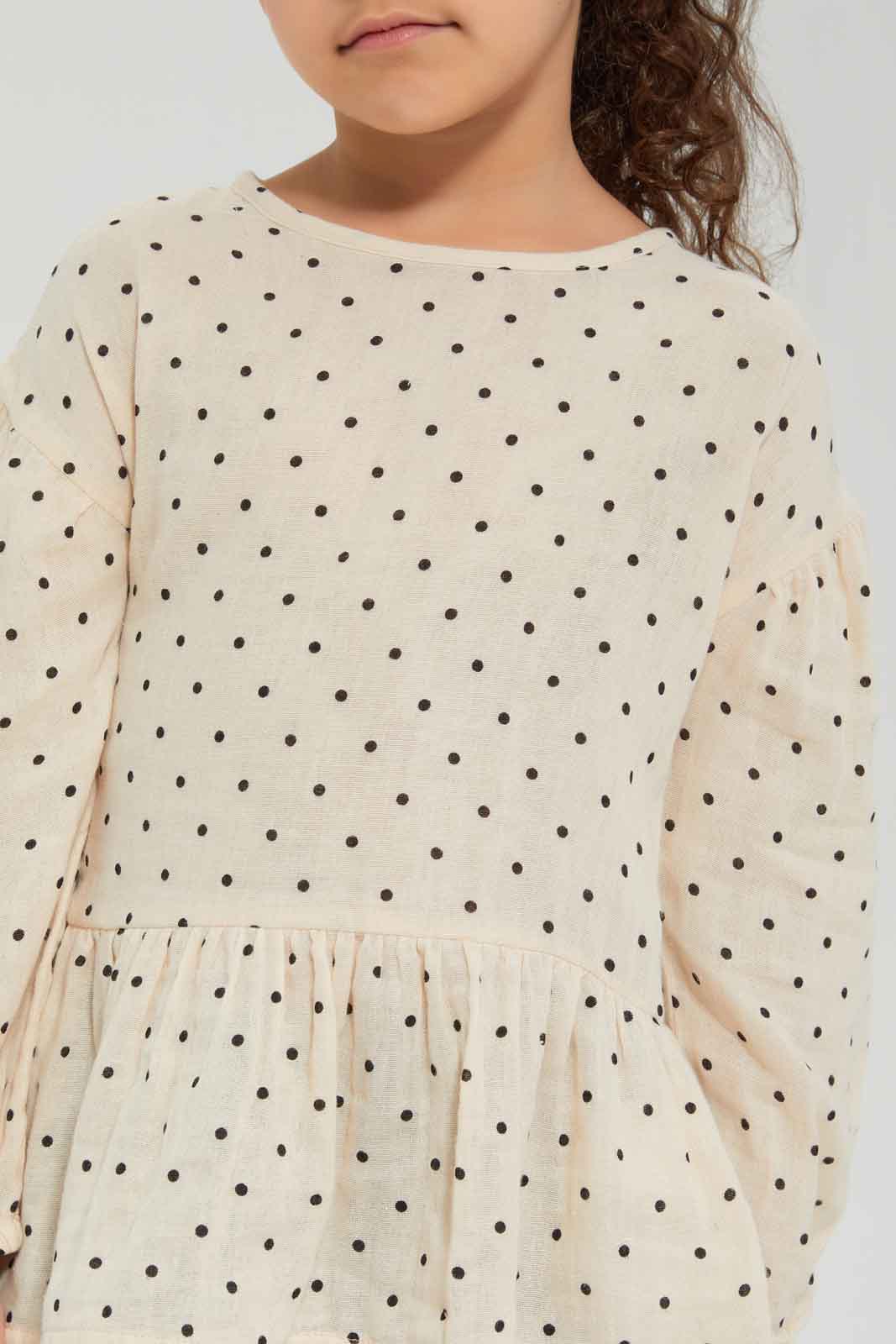 Redtag-Girls-Ls-Peplum-Blouse---Spot-Category:Blouses,-Colour:Cream,-Deals:New-In,-Dept:Girls,-Filter:Girls-(2-to-8-Yrs),-GIR-Blouses,-New-In-GIR-APL,-Non-Sale,-S23A,-Section:Girls-(0-to-14Yrs)-Girls-2 to 8 Years