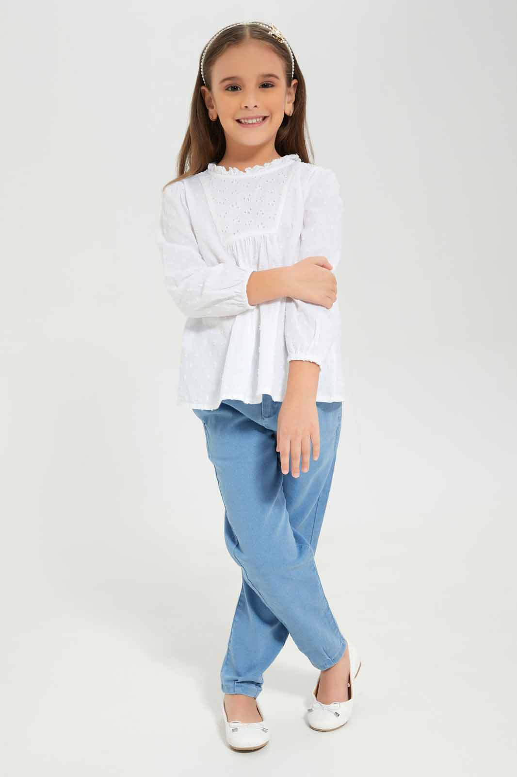 Redtag-Girls-Anglaise-Blouse---White-Category:Blouses,-Colour:White,-Deals:New-In,-Dept:Girls,-Filter:Girls-(2-to-8-Yrs),-GIR-Blouses,-New-In-GIR-APL,-Non-Sale,-S23A,-Section:Girls-(0-to-14Yrs)-Girls-2 to 8 Years