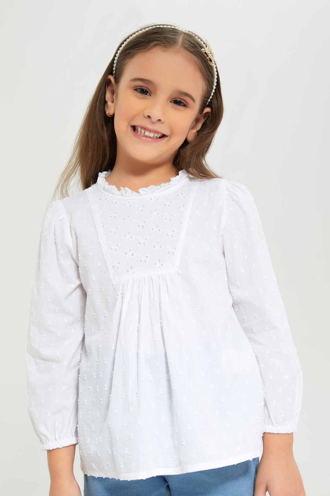 Redtag-Girls-Anglaise-Blouse---White-Category:Blouses,-Colour:White,-Deals:New-In,-Dept:Girls,-Filter:Girls-(2-to-8-Yrs),-GIR-Blouses,-New-In-GIR-APL,-Non-Sale,-S23A,-Section:Girls-(0-to-14Yrs)-Girls-2 to 8 Years
