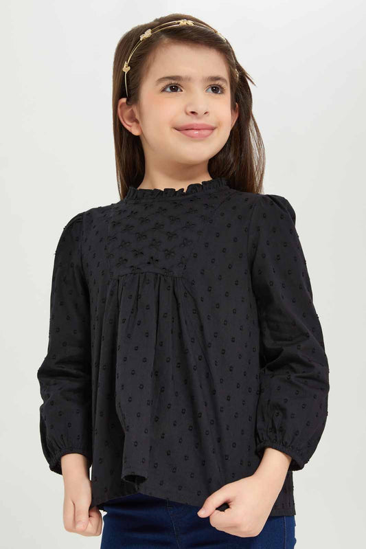 Redtag-Girls-Anglaise-Blouse---Black-Category:Blouses,-Colour:Black,-Deals:New-In,-Dept:Girls,-Filter:Girls-(2-to-8-Yrs),-GIR-Blouses,-New-In-GIR-APL,-Non-Sale,-S23A,-Section:Girls-(0-to-14Yrs)-Girls-