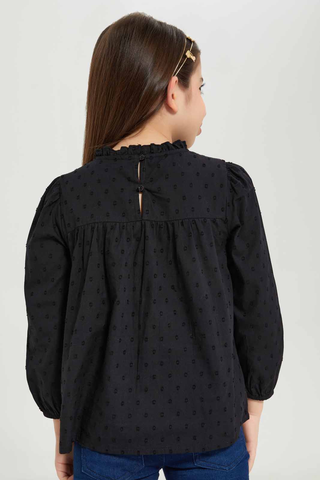 Redtag-Girls-Anglaise-Blouse---Black-Category:Blouses,-Colour:Black,-Deals:New-In,-Dept:Girls,-Filter:Girls-(2-to-8-Yrs),-GIR-Blouses,-New-In-GIR-APL,-Non-Sale,-S23A,-Section:Girls-(0-to-14Yrs)-Girls-