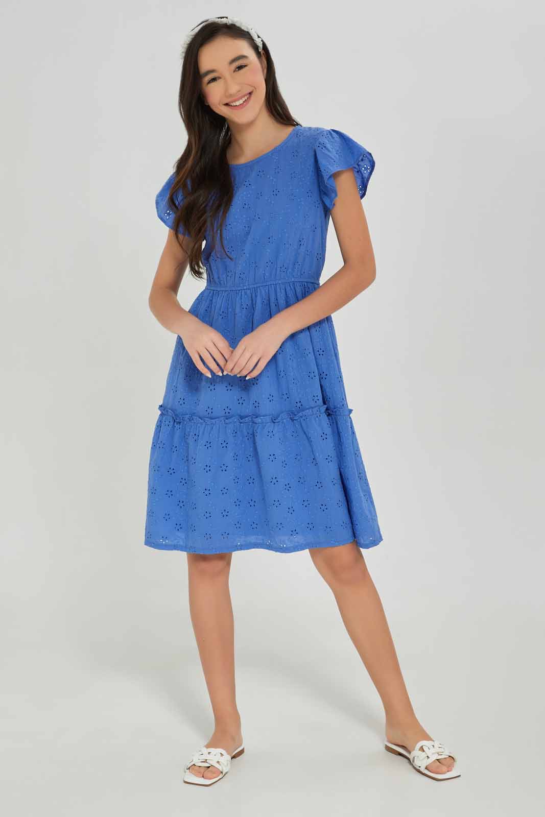 Redtag-Girls-Blue-Chiffly-Layered-Dress-Category:Dresses,-Colour:Blue,-Deals:New-In,-Dept:Girls,-Filter:Senior-Girls-(8-to-14-Yrs),-GSR-Dresses,-New-In-GSR-APL,-Non-Sale,-S23A,-Section:Girls-(0-to-14Yrs)-Senior-Girls-9 to 14 Years
