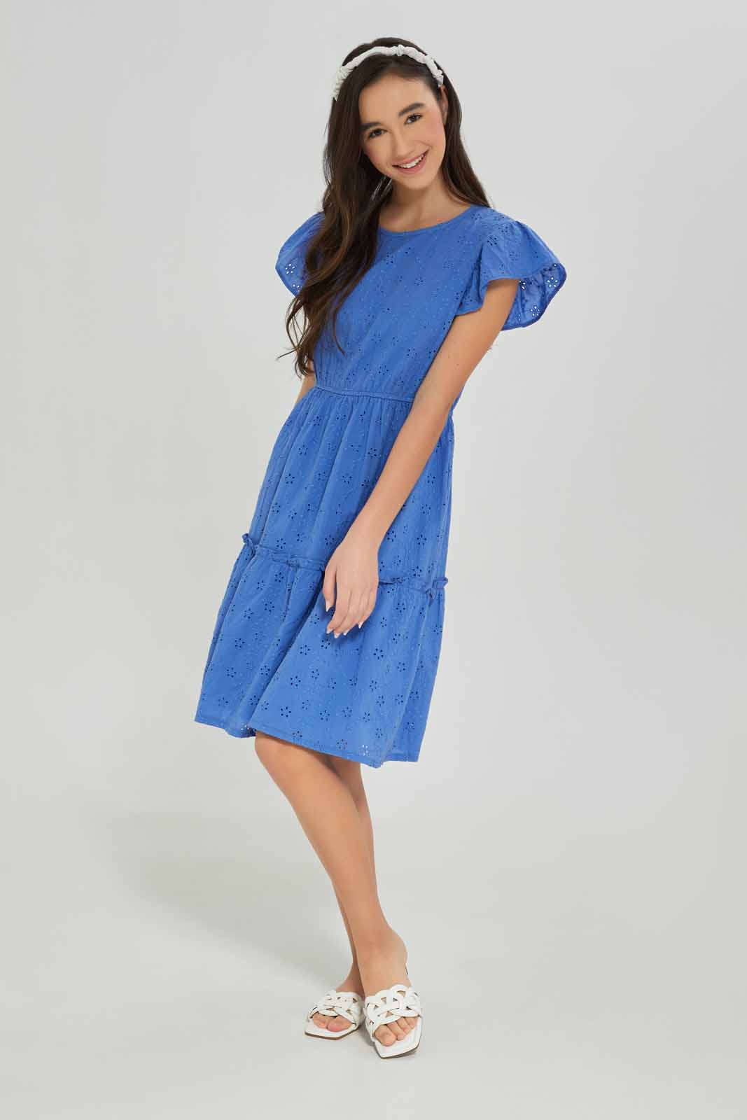 Redtag-Girls-Blue-Chiffly-Layered-Dress-Category:Dresses,-Colour:Blue,-Deals:New-In,-Dept:Girls,-Filter:Senior-Girls-(8-to-14-Yrs),-GSR-Dresses,-New-In-GSR-APL,-Non-Sale,-S23A,-Section:Girls-(0-to-14Yrs)-Senior-Girls-9 to 14 Years