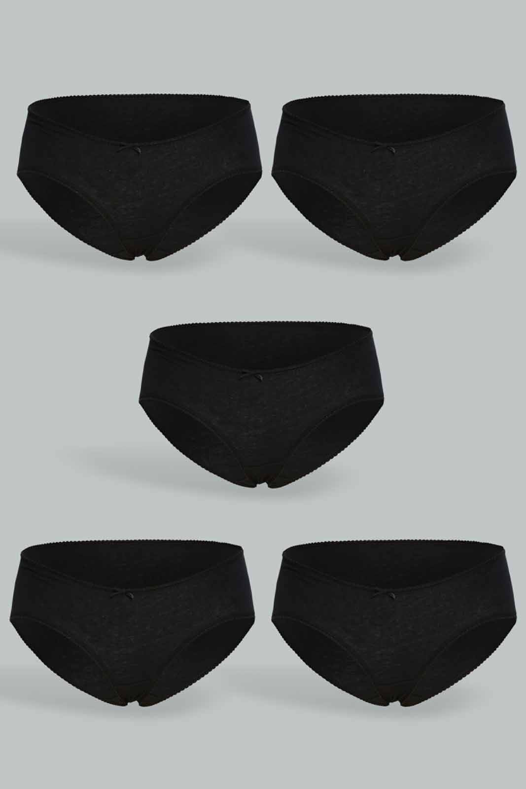 Redtag-Women-Black-Boy-Leg-Brief-(5-Pack)-365,-Category:Briefs,-Colour:Black,-Deals:New-In,-Dept:Ladieswear,-Filter:Women's-Clothing,-New-In-Women-APL,-Non-Sale,-Section:Women,-Women-Briefs--