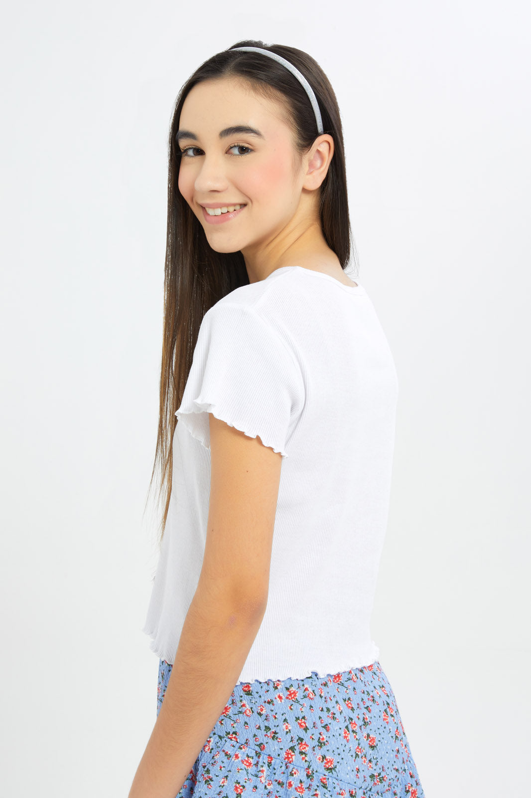 Redtag-Girls-White-V-Neck-Rib-Top-Category:T-Shirts,-Colour:White,-Deals:New-In,-Dept:Girls,-Filter:Senior-Girls-(8-to-14-Yrs),-GSR-T-Shirts,-H1:KWR,-H2:GSR,-H3:TSH,-H4:CAT,-New-In-GSR-APL,-Non-Sale,-Promo:TBL,-S23B,-Season:S23B,-Section:Girls-(0-to-14Yrs),-TBL-Senior-Girls-9 to 14 Years