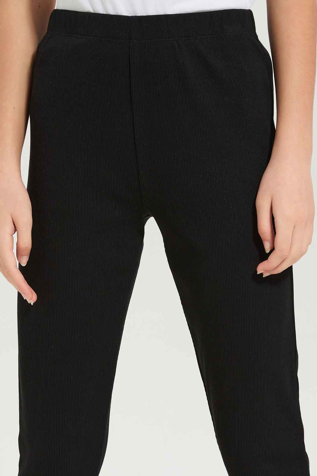 Redtag-Girls-Black-Rib-Leggings-Category:Leggings,-Colour:Black,-Deals:New-In,-Dept:Girls,-Filter:Senior-Girls-(8-to-14-Yrs),-GSR-Leggings,-New-In-GSR-APL,-Non-Sale,-S23B,-Section:Girls-(0-to-14Yrs),-TBL-Senior-Girls-9 to 14 Years