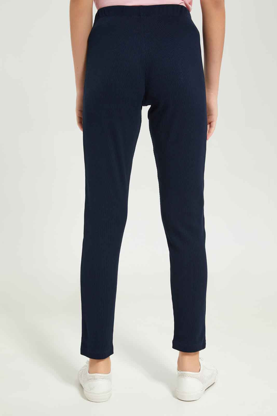 Redtag-Girls-Grey-Melange-Rib-Leggings-Category:Leggings,-Colour:Grey,-Deals:New-In,-Dept:Girls,-Filter:Senior-Girls-(8-to-14-Yrs),-GSR-Leggings,-New-In-GSR-APL,-Non-Sale,-S23B,-Section:Girls-(0-to-14Yrs),-TBL-Senior-Girls-9 to 14 Years