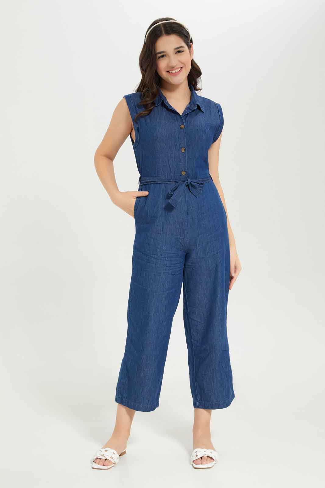 Redtag-Girls-Dark-Wash-Shirt-Dress-Category:Dresses,-Colour:Dark-Wash,-Deals:New-In,-Dept:Girls,-Filter:Senior-Girls-(8-to-14-Yrs),-GSR-Dresses,-New-In-GSR-APL,-Non-Sale,-S23B,-Section:Girls-(0-to-14Yrs)-Senior-Girls-9 to 14 Years