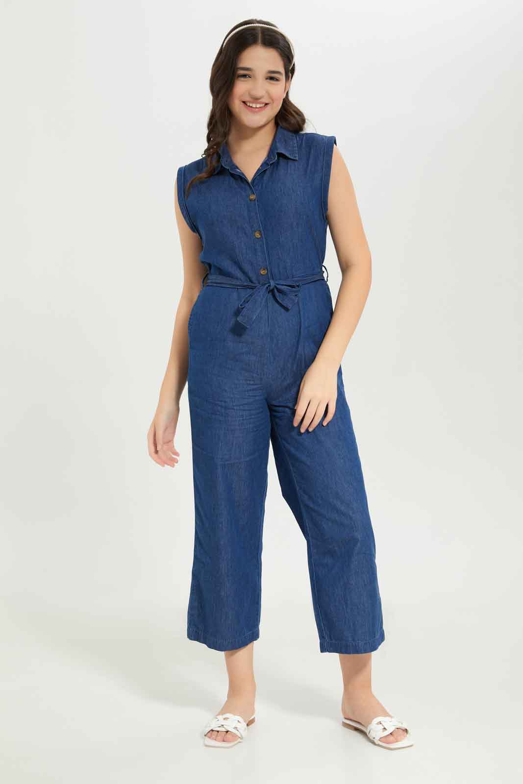 Redtag-Girls-Dark-Wash-Shirt-Dress-Category:Dresses,-Colour:Dark-Wash,-Deals:New-In,-Dept:Girls,-Filter:Senior-Girls-(8-to-14-Yrs),-GSR-Dresses,-New-In-GSR-APL,-Non-Sale,-S23B,-Section:Girls-(0-to-14Yrs)-Senior-Girls-9 to 14 Years