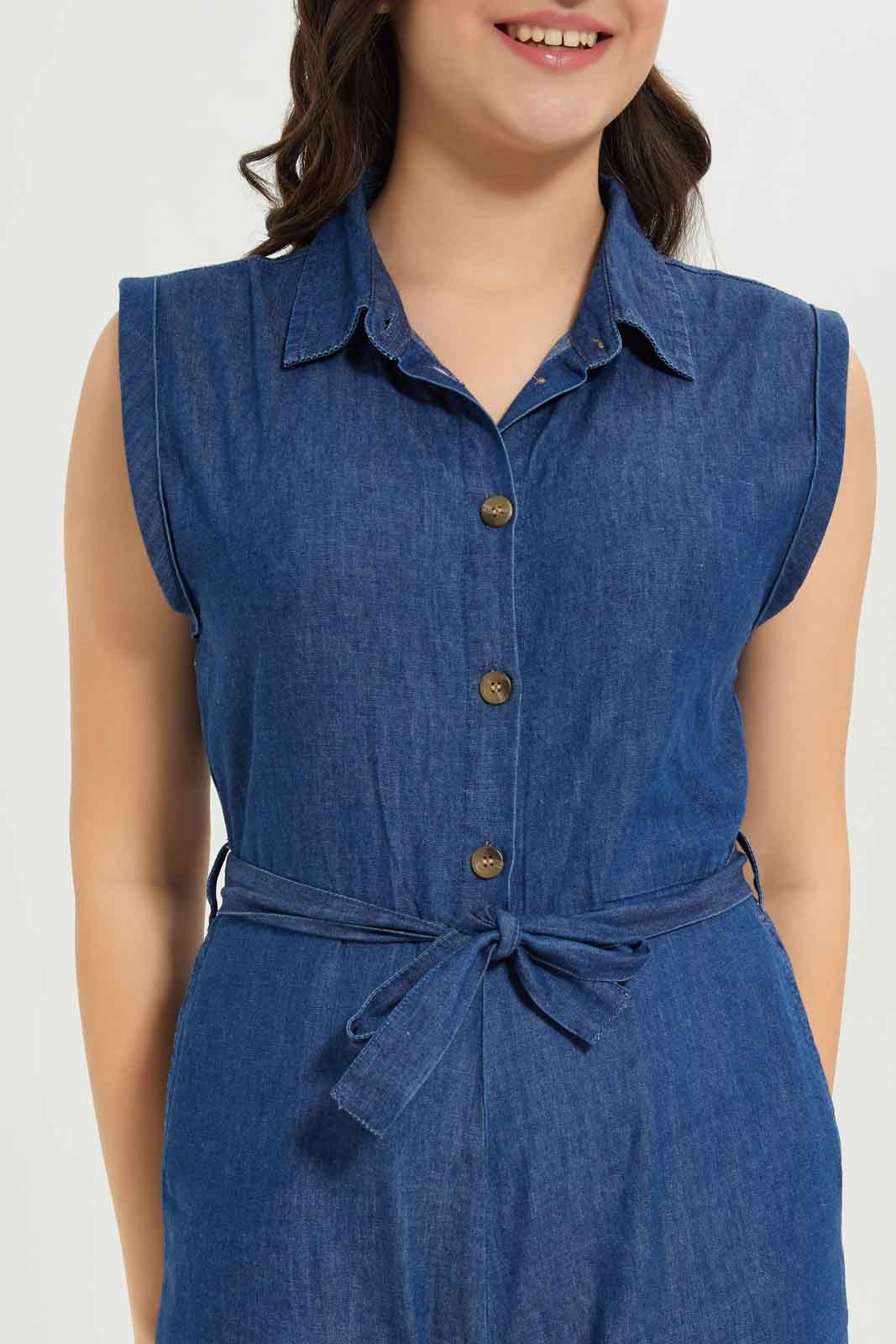 Redtag-Girls-Dark-Wash-Shirt-Dress-Category:Dresses,-Colour:Dark-Wash,-Deals:New-In,-Dept:Girls,-Filter:Senior-Girls-(8-to-14-Yrs),-GSR-Dresses,-New-In-GSR-APL,-Non-Sale,-S23B,-Section:Girls-(0-to-14Yrs)-Senior-Girls-9 to 14 Years