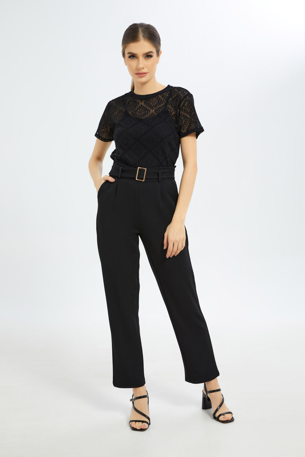 Redtag-Women-Black-Lace-Top-Category:T-Shirts,-Colour:Black,-Deals:New-In,-Dept:Ladieswear,-Filter:Women's-Clothing,-LDC,-LDC-T-Shirts,-New-In-LDC-APL,-Non-Sale,-S23C,-Section:Women,-TBL-Women's-