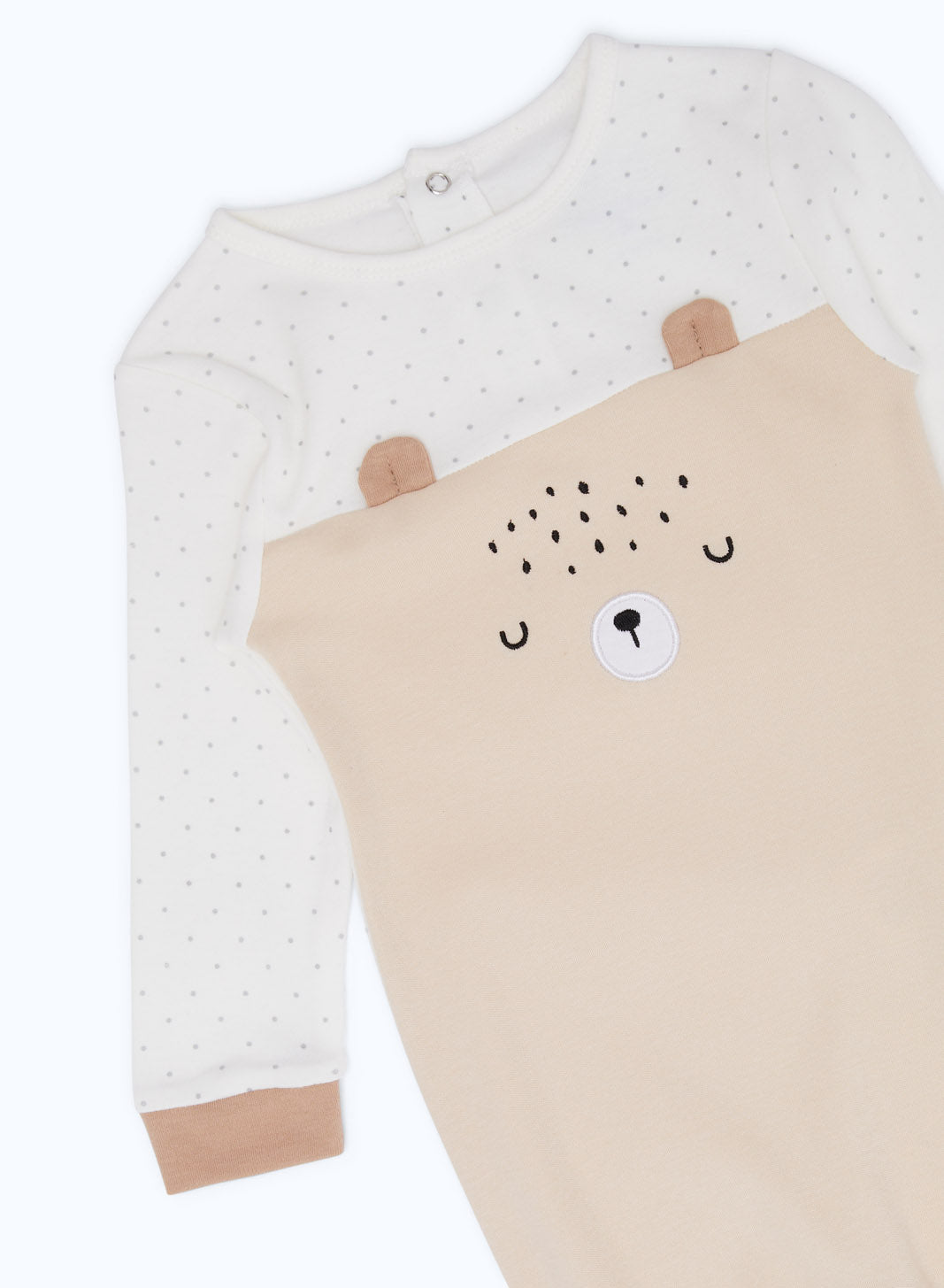 Redtag-Girls-Beige-Applique-Teddy-Sleepsuit---Boy-Category:Sleepsuits,-Colour:Navy,-Deals:New-In,-Dept:New-Born,-Filter:Baby-(0-to-12-Mths),-H1:KWR,-H2:NBF,-H3:NWR,-H4:SST,-NBG-Sleepsuits,-New-In-NBG-APL,-Non-Sale,-S23B,-Season:S23B,-Section:Boys-(0-to-14Yrs)-Baby-0 to 12 Months