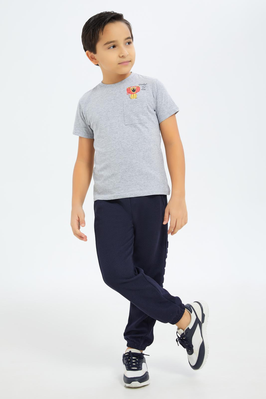 Redtag-Boys-Grey-Mel-Lion-Short-Sleeve-Print-Pocket-T-Shirt-BOY-T-Shirts,-Category:T-Shirts,-Colour:Grey,-Deals:New-In,-Dept:Boys,-Filter:Boys-(2-to-8-Yrs),-New-In-BOY-APL,-Non-Sale,-S23B,-Section:Boys-(0-to-14Yrs),-TBL-Boys-2 to 8 Years