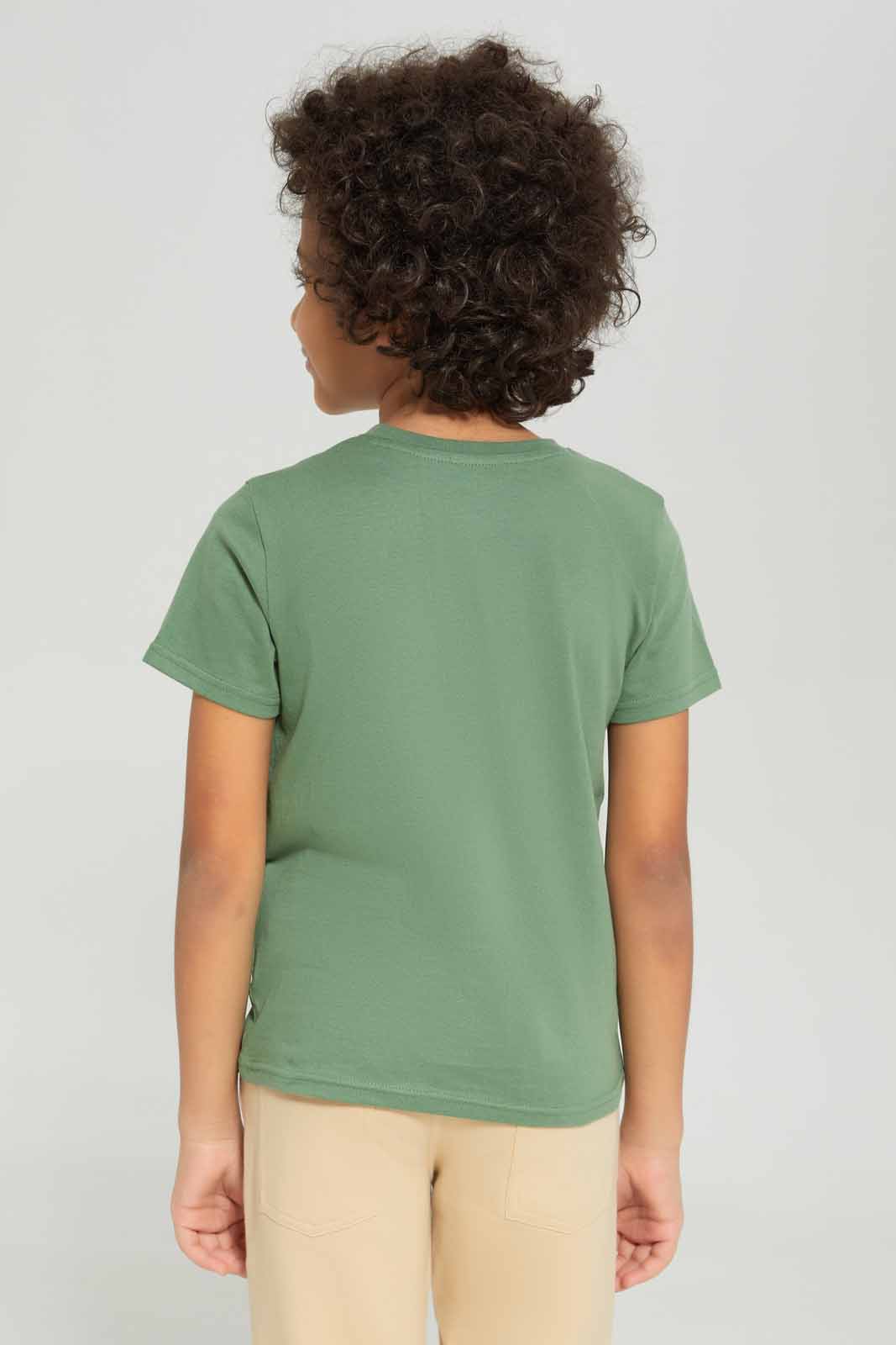 Redtag-Boys-Green-Space-Short-Sleeve-Print-Pocket-T-Shirt-BOY-T-Shirts,-Category:T-Shirts,-Colour:Green,-Deals:New-In,-Dept:Boys,-Filter:Boys-(2-to-8-Yrs),-New-In-BOY-APL,-Non-Sale,-S23B,-Section:Boys-(0-to-14Yrs),-TBL-Boys-2 to 8 Years