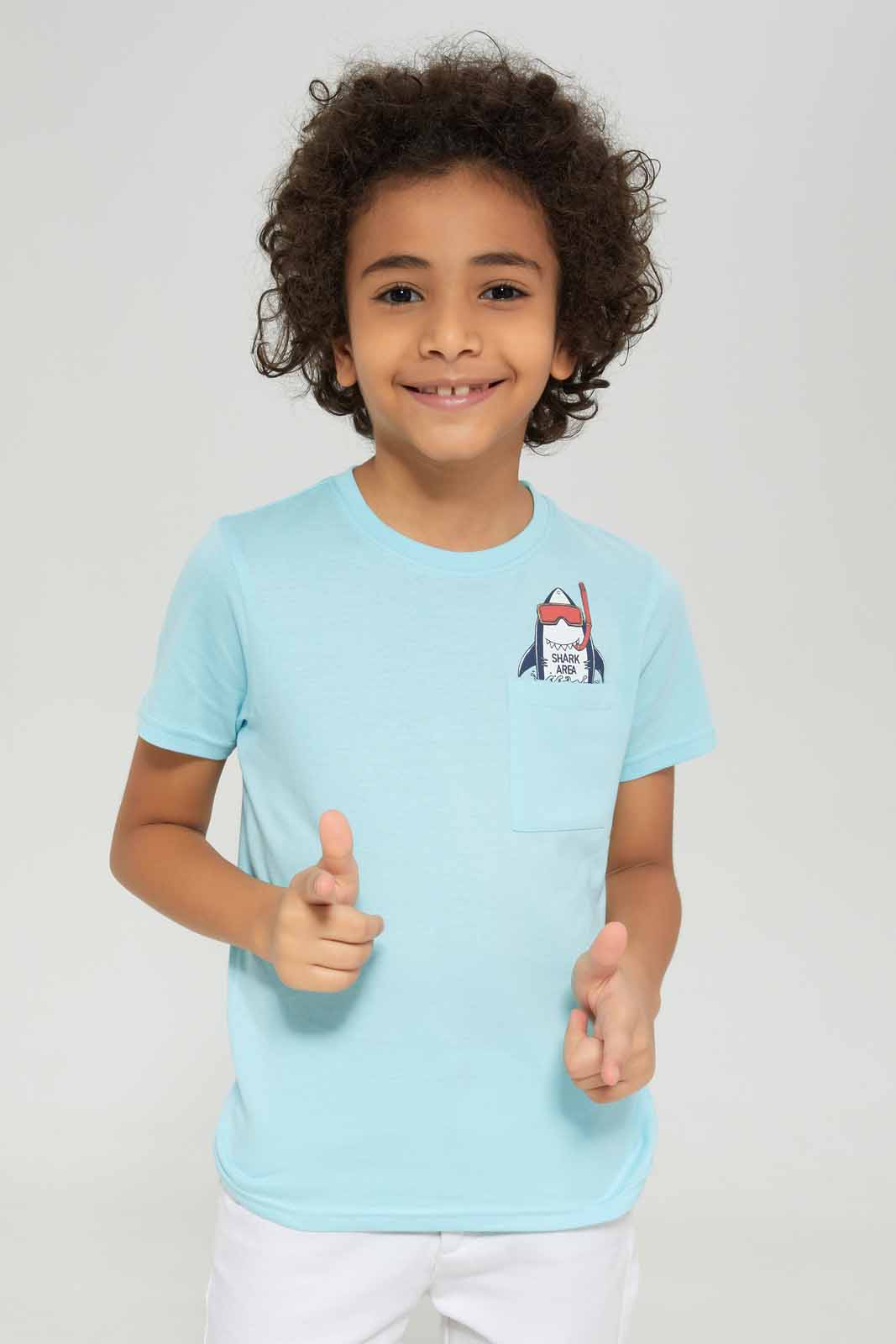Redtag-Boys-Blue-Shark-Short-Sleeve-Print-Pocket-T-Shirt-BOY-T-Shirts,-Category:T-Shirts,-Colour:Blue,-Deals:New-In,-Dept:Boys,-Filter:Boys-(2-to-8-Yrs),-New-In-BOY-APL,-Non-Sale,-S23B,-Section:Boys-(0-to-14Yrs),-TBL-Boys-2 to 8 Years
