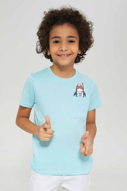 Redtag-Boys-Blue-Shark-Short-Sleeve-Print-Pocket-T-Shirt-BOY-T-Shirts,-Category:T-Shirts,-Colour:Blue,-Deals:New-In,-Dept:Boys,-Filter:Boys-(2-to-8-Yrs),-New-In-BOY-APL,-Non-Sale,-S23B,-Section:Boys-(0-to-14Yrs),-TBL-Boys-2 to 8 Years