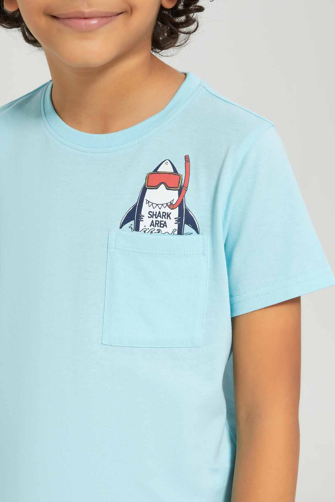 Redtag-Boys-Blue-Shark-Short-Sleeve-Print-Pocket-T-Shirt-BOY-T-Shirts,-Category:T-Shirts,-Colour:Blue,-Deals:New-In,-Dept:Boys,-Filter:Boys-(2-to-8-Yrs),-New-In-BOY-APL,-Non-Sale,-S23B,-Section:Boys-(0-to-14Yrs),-TBL-Boys-2 to 8 Years