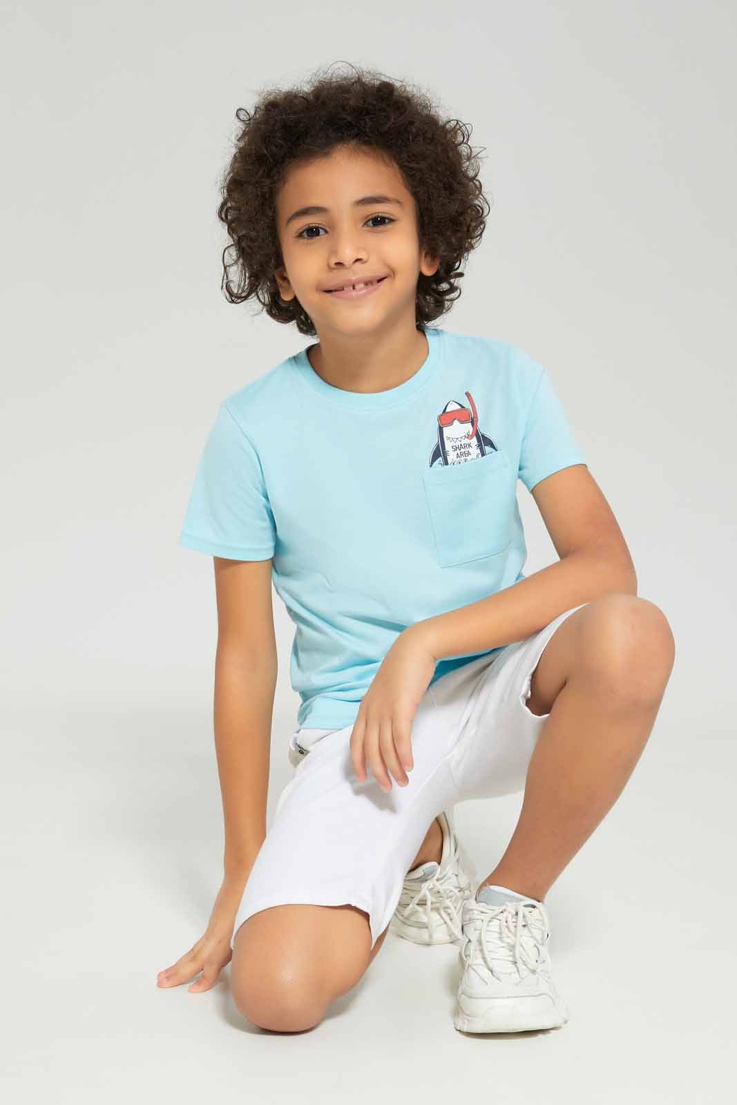 Redtag-Boys-Blue-Shark-Short-Sleeve-Print-Pocket-T-Shirt-BOY-T-Shirts,-Category:T-Shirts,-Colour:Blue,-Deals:New-In,-Dept:Boys,-Filter:Boys-(2-to-8-Yrs),-New-In-BOY-APL,-Non-Sale,-S23B,-Section:Boys-(0-to-14Yrs),-TBL-Boys-2 to 8 Years