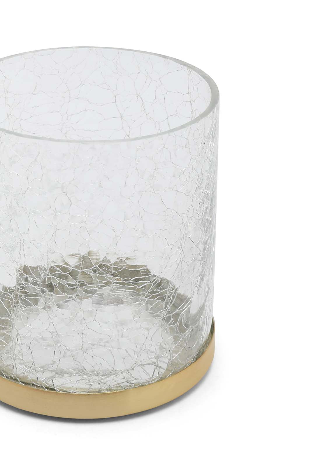Redtag-Gold-Crackle-Glass-Cotton-Jar-Category:Bathroom-Accessories,-Colour:Gold,-Deals:New-In,-Filter:Home-Bathroom,-HMW-BAC-Bath-Accessories,-New-In-HMW-BAC,-Non-Sale,-S23A,-Section:Homewares-Home-Bathroom-