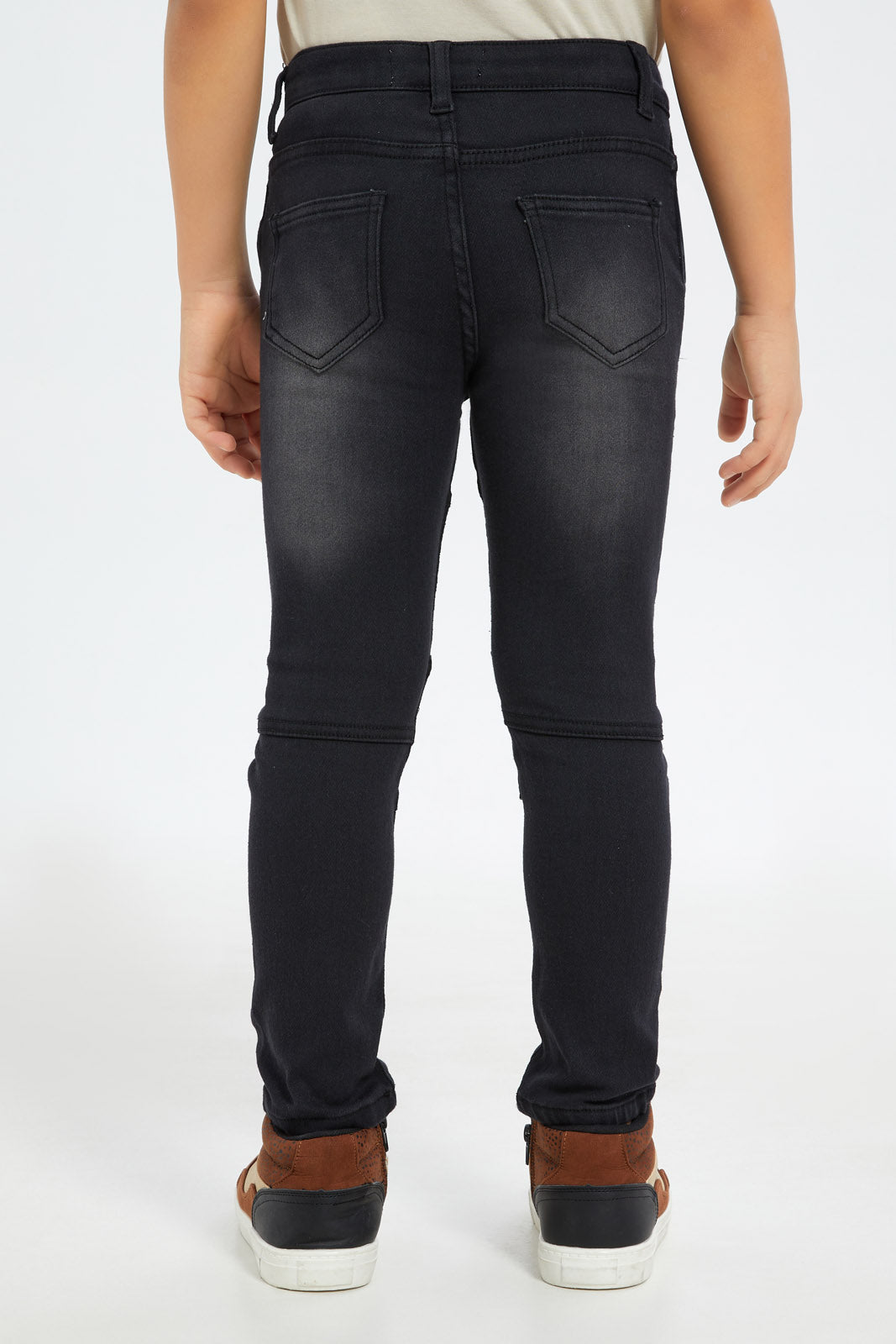 Redtag-Boys-Black-Biker-Knit-Denim-Jeans-BOY-Jeans,-Category:Jeans,-Colour:Black,-Deals:New-In,-Dept:Boys,-Filter:Boys-(2-to-8-Yrs),-H1:KWR,-H2:BOY,-H3:DNB,-H4:JNS,-New-In-BOY-APL,-Non-Sale,-S23B,-Season:S23B,-Section:Boys-(0-to-14Yrs)-Boys-2 to 8 Years