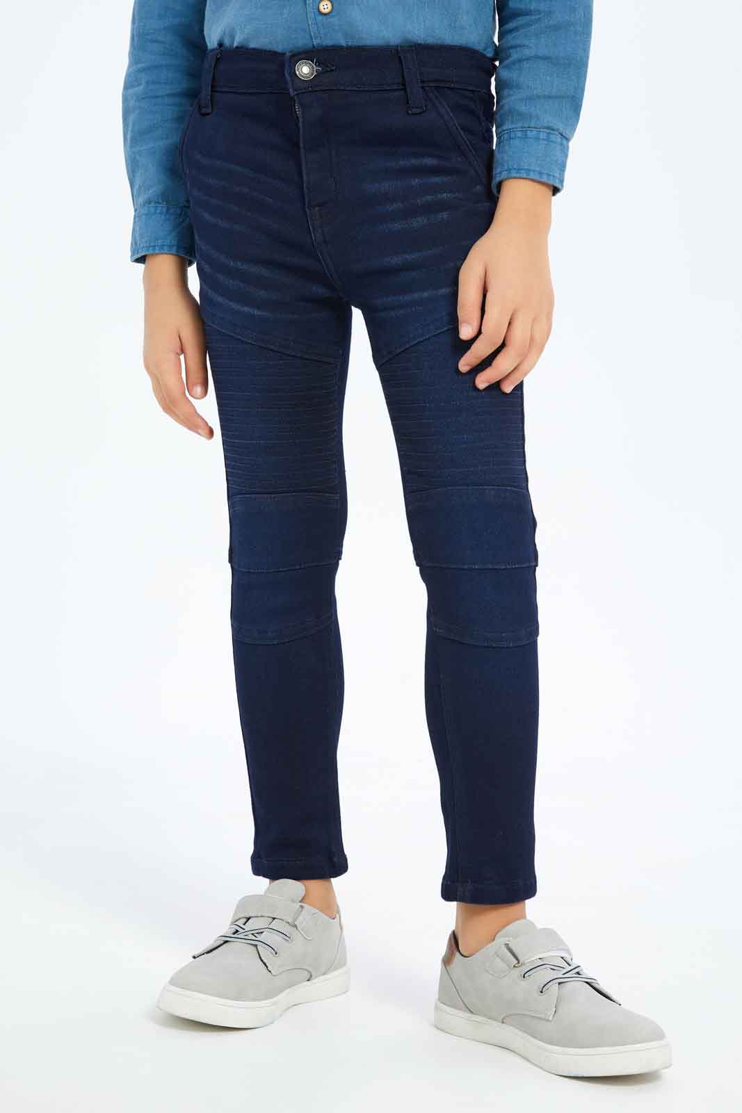 Redtag-Boys-Dark-Wash-Biker-Kint-Denim-Jeans-BOY-Jeans,-Category:Jeans,-Colour:Dark-Wash,-Deals:New-In,-Dept:Boys,-Filter:Boys-(2-to-8-Yrs),-New-In-BOY-APL,-Non-Sale,-S23B,-Section:Boys-(0-to-14Yrs)-Boys-2 to 8 Years