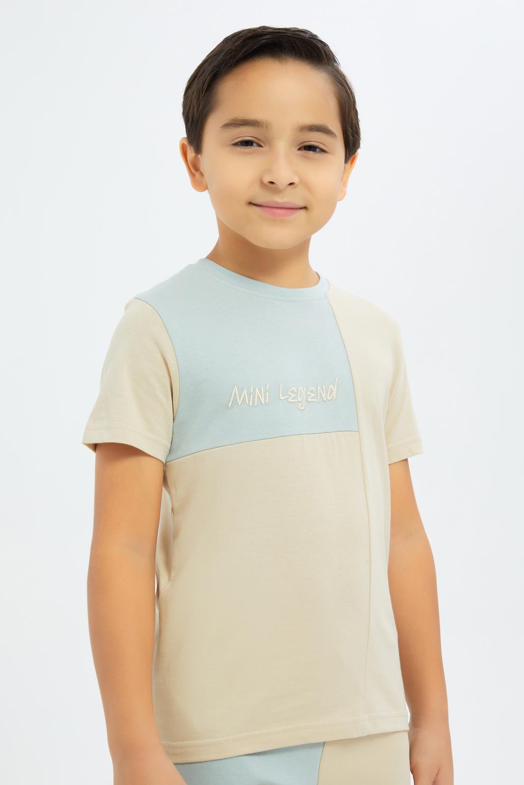 Redtag-Boys-Mint-Cut-N-Sew-T-Shirt-And-Shorts-Set-BOY-Sets,-Category:Sets,-Colour:Mint,-Deals:New-In,-Dept:Boys,-Filter:Boys-(2-to-8-Yrs),-New-In-BOY-APL,-Non-Sale,-S23C,-Section:Boys-(0-to-14Yrs)-Boys-2 to 8 Years