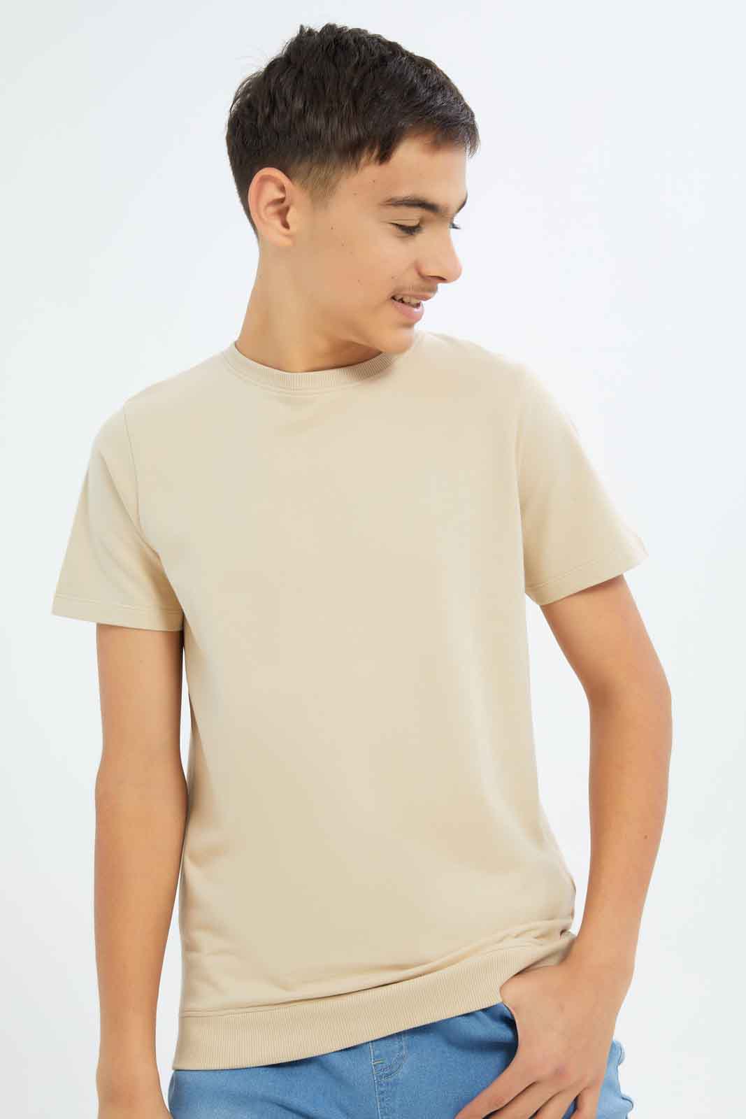 Redtag-Boys-Beige-Plain-Sweet-Tee-BSR-Sweatshirts,-Category:Sweatshirts,-Colour:Beige,-Deals:New-In,-Dept:Boys,-Filter:Senior-Boys-(8-to-14-Yrs),-New-In-BSR-APL,-Non-Sale,-S23A,-Section:Boys-(0-to-14Yrs),-TBL-Senior-Boys-9 to 14 Years