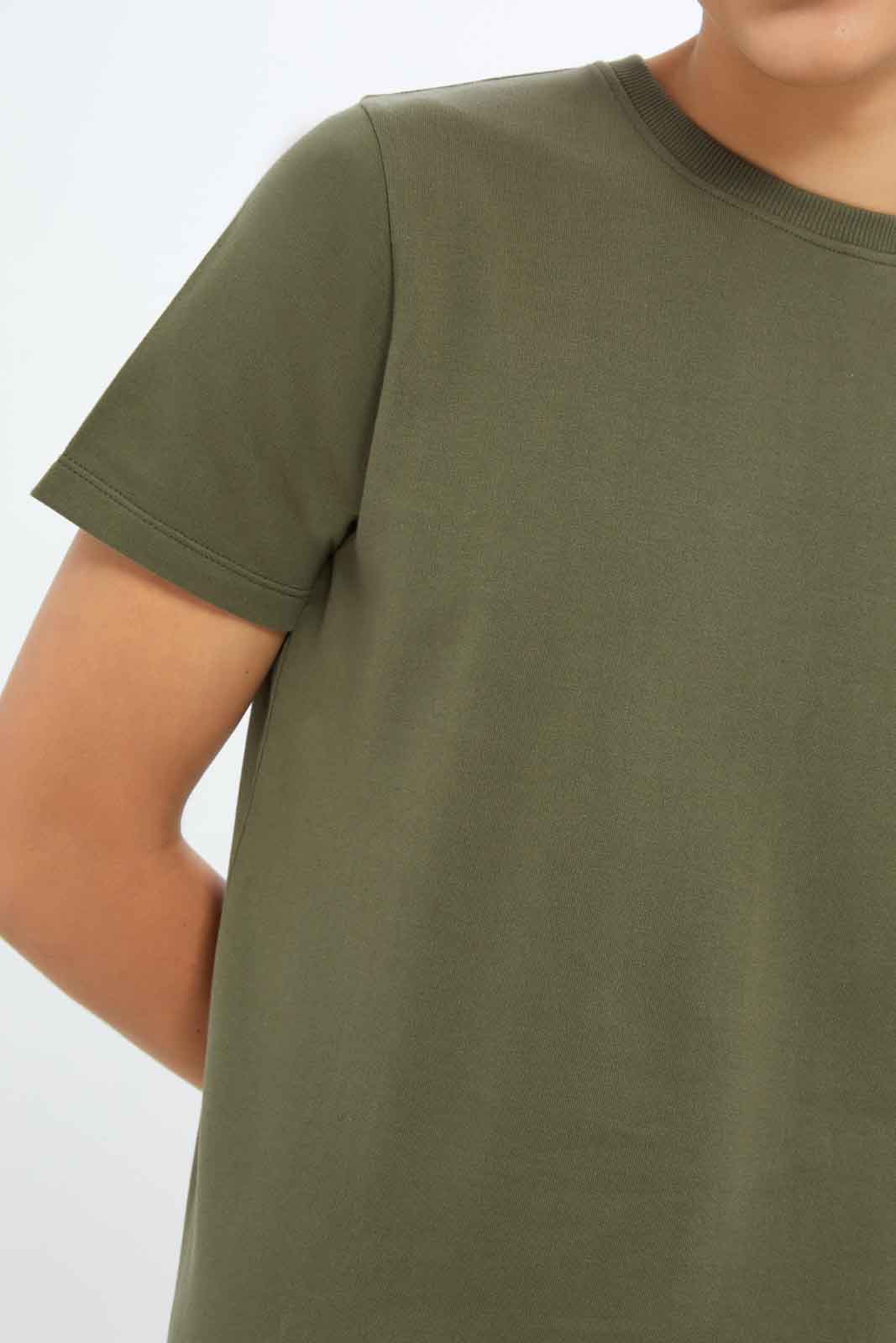 Redtag-Boys-Olive-Plain-Sweet-Tee-BSR-Sweatshirts,-Category:Sweatshirts,-Colour:Green,-Deals:New-In,-Dept:Boys,-Filter:Senior-Boys-(8-to-14-Yrs),-New-In-BSR-APL,-Non-Sale,-S23A,-Section:Boys-(0-to-14Yrs),-TBL-Senior-Boys-9 to 14 Years