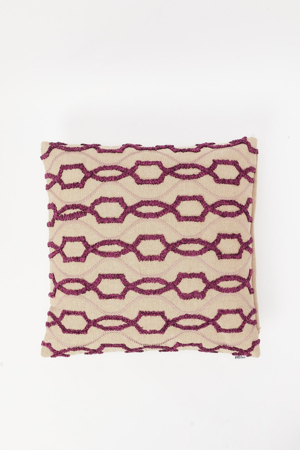 Redtag-Purple-Geometric-Embroidery-Cushion-Category:Cushions,-Colour:Purple,-Deals:New-In,-Filter:Home-Bedroom,-HMW-BED-Cushions,-New-In-HMW-BED,-Non-Sale,-S23B,-Section:Homewares-Home-Bedroom-