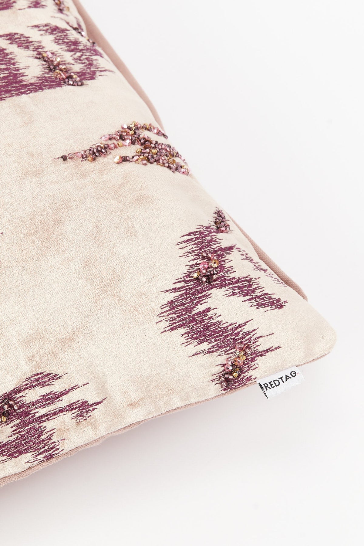Redtag-Purple-Emboridery-And-Bead-Work-Cushion-Category:Cushions,-Colour:Purple,-Deals:New-In,-Filter:Home-Bedroom,-HMW-BED-Cushions,-New-In-HMW-BED,-Non-Sale,-S23B,-Section:Homewares-Home-Bedroom-
