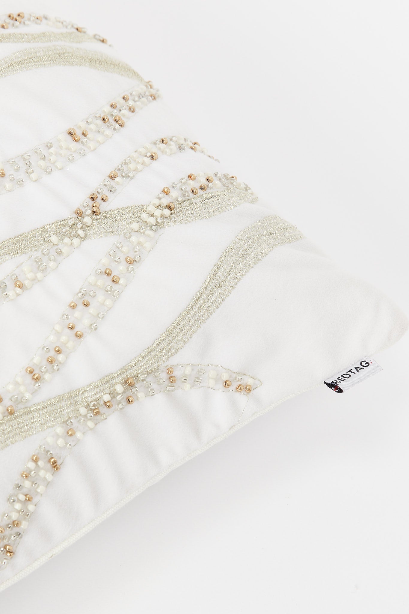 Redtag-Ivory-Beadwork-With-Embroidery-Cushion-Category:Cushions,-Colour:Ivory,-Deals:New-In,-Filter:Home-Bedroom,-H1:HMW,-H2:BED,-H3:BCC,-H4:CUS,-HMW-BED-Cushions,-New-In-HMW-BED,-Non-Sale,-S23B,-Season:S23B,-Section:Homewares-Home-Bedroom-