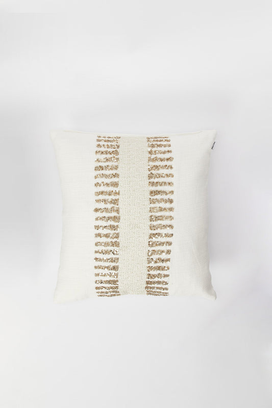 Redtag-Ivory/Gold-Sequin-Work-Cushion-Category:Cushions,-Colour:Ivory,-Deals:New-In,-Filter:Home-Bedroom,-H1:HMW,-H2:BED,-H3:BCC,-H4:CUS,-HMW-BED-Cushions,-New-In-HMW-BED,-Non-Sale,-S23B,-Season:S23B,-Section:Homewares-Home-Bedroom-