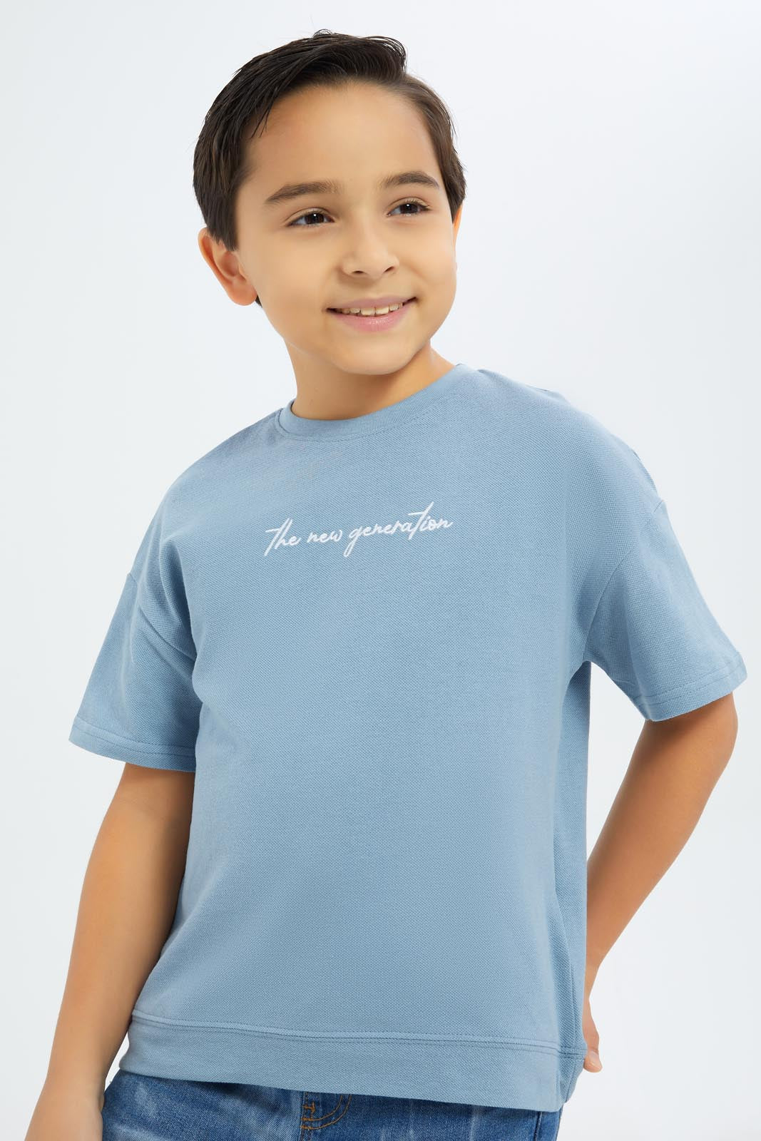 Redtag-Boys-Blue-Embroidered-Short-Sleeve-Oversize-T-Shirt-BOY-T-Shirts,-Category:T-Shirts,-Colour:Blue,-Deals:New-In,-Dept:Boys,-Filter:Boys-(2-to-8-Yrs),-New-In-BOY-APL,-Non-Sale,-S23B,-Section:Boys-(0-to-14Yrs),-TBL-Boys-2 to 8 Years