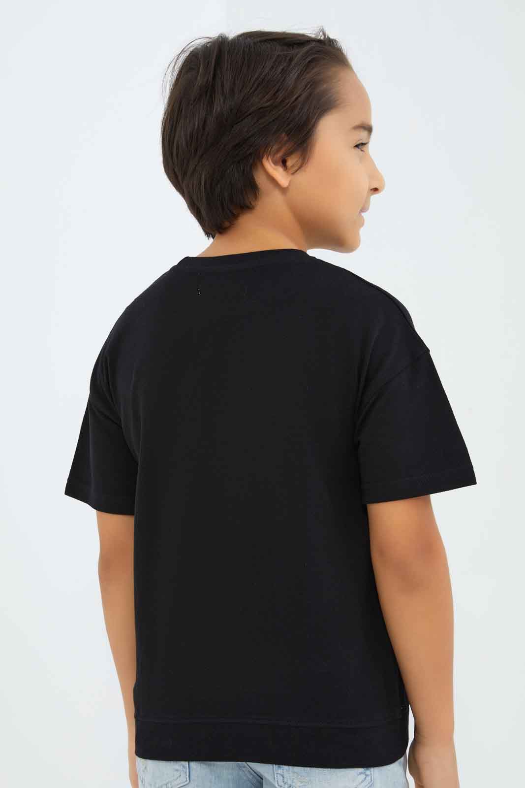 Redtag-Boys-Black-Embroidered-Short-Sleeve-Oversize-T-Shirt-BOY-T-Shirts,-Category:T-Shirts,-Colour:Black,-Deals:New-In,-Dept:Boys,-Filter:Boys-(2-to-8-Yrs),-New-In-BOY-APL,-Non-Sale,-S23B,-Section:Boys-(0-to-14Yrs),-TBL-Boys-2 to 8 Years