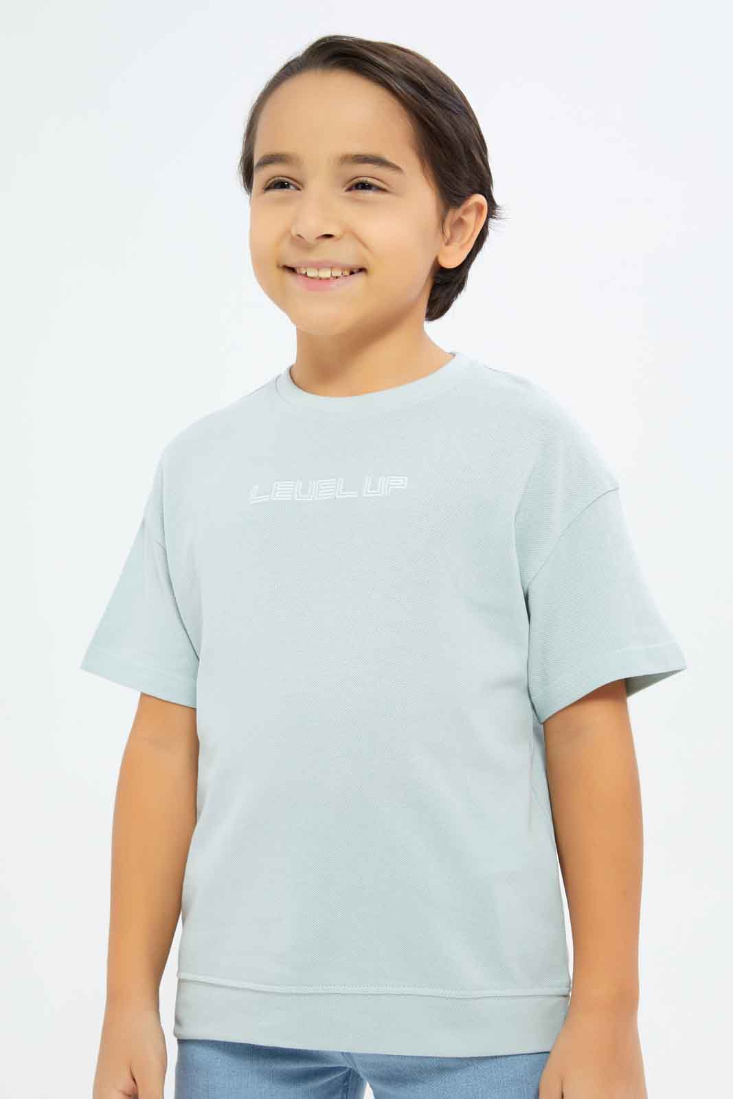Redtag-Boys-Mint-Embroidered-Short-Sleeve-Oversize-T-Shirt-BOY-T-Shirts,-Category:T-Shirts,-Colour:Mint,-Deals:New-In,-Dept:Boys,-Filter:Boys-(2-to-8-Yrs),-New-In-BOY-APL,-Non-Sale,-S23B,-Section:Boys-(0-to-14Yrs),-TBL-Boys-2 to 8 Years