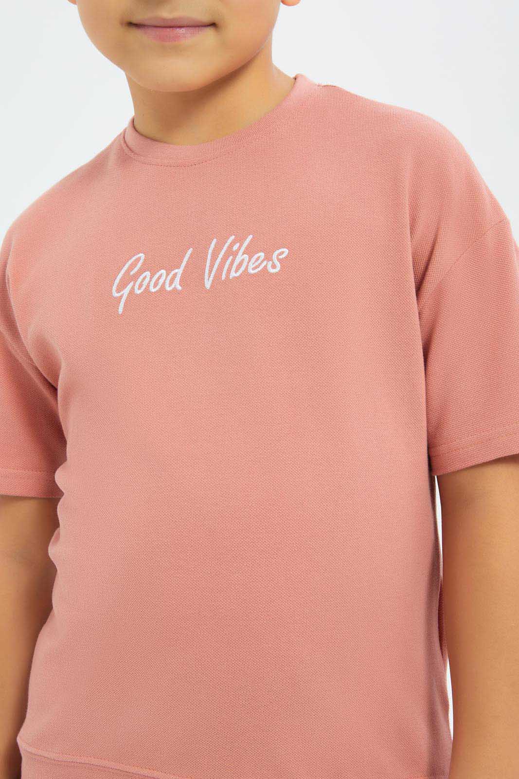 Redtag-Boys-Pale-Pink-Embroidered-Short-Sleeve-Oversize-T-Shirt-BOY-T-Shirts,-Category:T-Shirts,-Colour:Apricot,-Deals:New-In,-Dept:Boys,-Filter:Boys-(2-to-8-Yrs),-New-In-BOY-APL,-Non-Sale,-S23B,-Section:Boys-(0-to-14Yrs),-TBL-Boys-2 to 8 Years