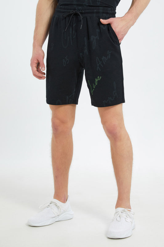 Redtag-Men-Black-Aop-Lounge-Shorts-Category:Shorts,-Colour:Black,-Deals:New-In,-Dept:Menswear,-Filter:Men's-Clothing,-Men-Shorts,-New-In-Men-APL,-Non-Sale,-S23C,-Section:Men-Men's-