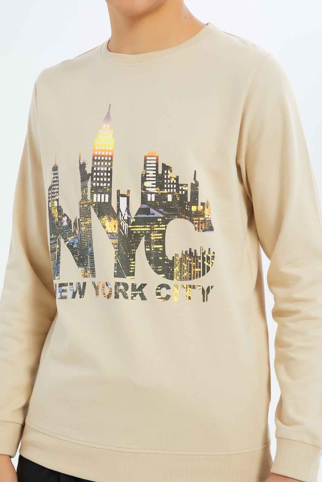 Redtag-Boys-Beige-Nyc-Graphic-Sweat-Tee-BSR-Sweatshirts,-Category:Sweatshirts,-Colour:Beige,-Deals:New-In,-Dept:Boys,-Filter:Senior-Boys-(8-to-14-Yrs),-New-In-BSR-APL,-Non-Sale,-S23A,-Section:Boys-(0-to-14Yrs),-TBL-Senior-Boys-9 to 14 Years