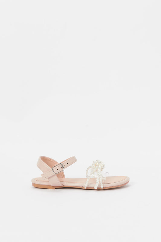 Redtag-White-Pearl-Trim-Sandal-Category:Shoes,-Colour:White,-Deals:New-In,-Filter:Girls-Footwear-(5-to-14-Yrs),-GSR-Sandals,-H1:FOO,-H2:GSR,-H3:SAF,-H4:SAN,-N/A,-New-In-GSR-FOO,-Non-Sale,-S23B,-Season:S23B,-Section:Girls-(0-to-14Yrs)-Senior-Girls-5 to 14 Years