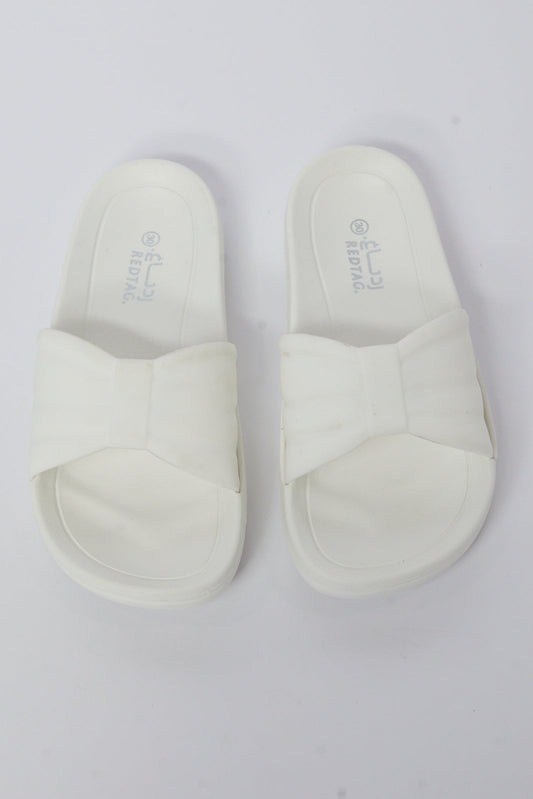 Redtag-Cream-Bow-Slide-Category:Shoes,-Colour:Cream,-Deals:New-In,-Filter:Girls-Footwear-(5-to-14-Yrs),-GSR-Flip-Flops,-N/A,-New-In-GSR-FOO,-Non-Sale,-S23A,-Section:Girls-(0-to-14Yrs)-Senior-Girls-5 to 14 Years