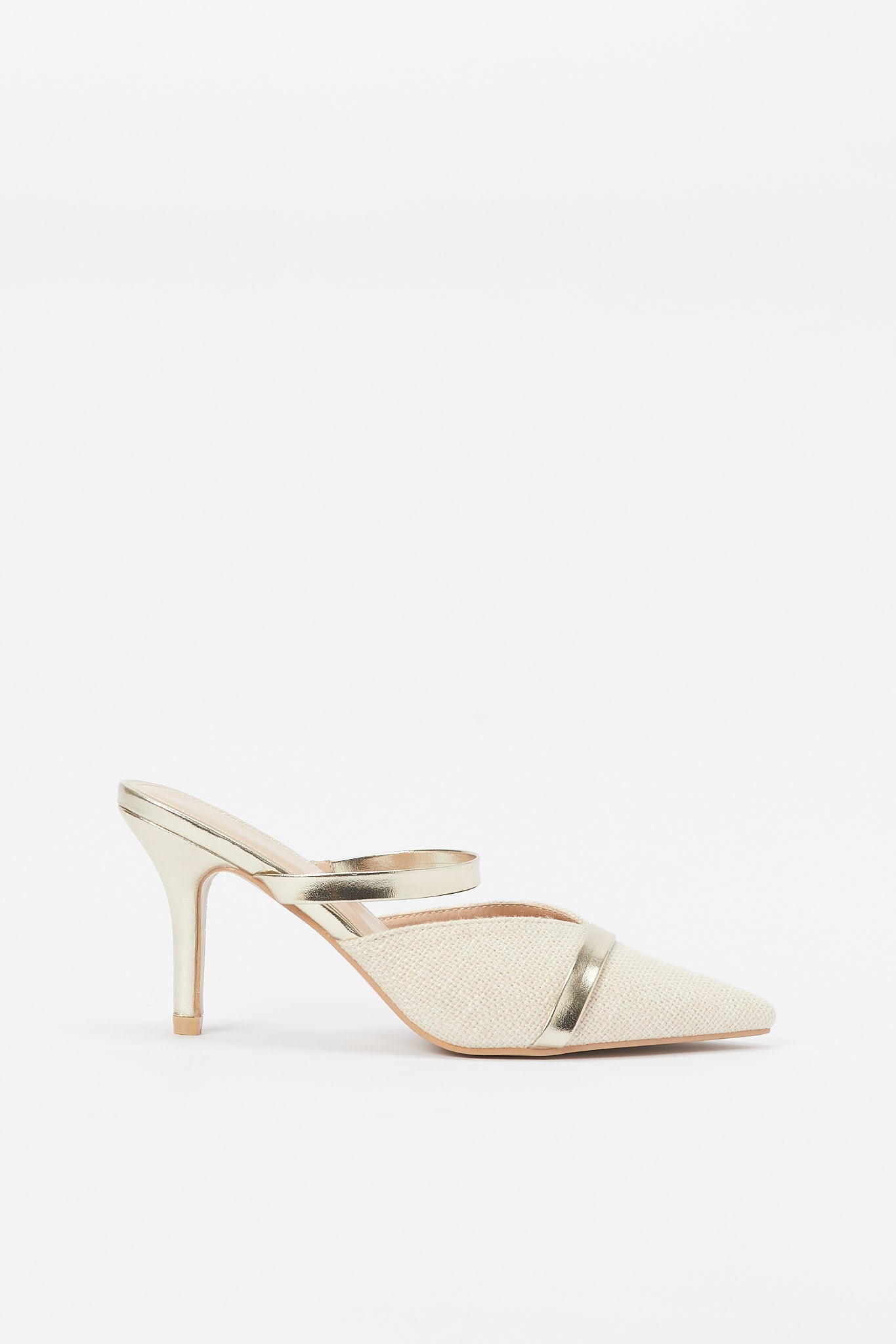 Redtag-Natural-Linen-Mule-With-Gold-Straps-Category:Shoes,-Colour:Beige,-Deals:New-In,-Filter:Women's-Footwear,-H1:FOO,-H2:LAD,-H3:SHO,-H4:FOS,-N/A,-New-In-Women-FOO,-Non-Sale,-S23B,-Season:S23B,-Section:Women,-Women-Formal-Shoes-Women's-