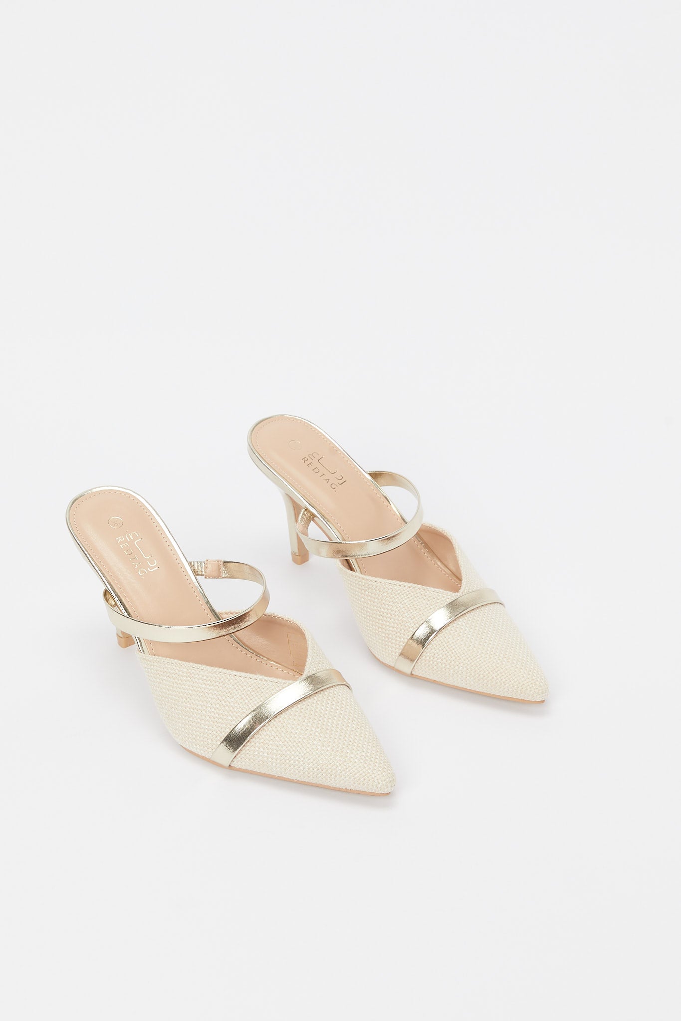 Redtag-Natural-Linen-Mule-With-Gold-Straps-Category:Shoes,-Colour:Beige,-Deals:New-In,-Filter:Women's-Footwear,-H1:FOO,-H2:LAD,-H3:SHO,-H4:FOS,-N/A,-New-In-Women-FOO,-Non-Sale,-S23B,-Season:S23B,-Section:Women,-Women-Formal-Shoes-Women's-