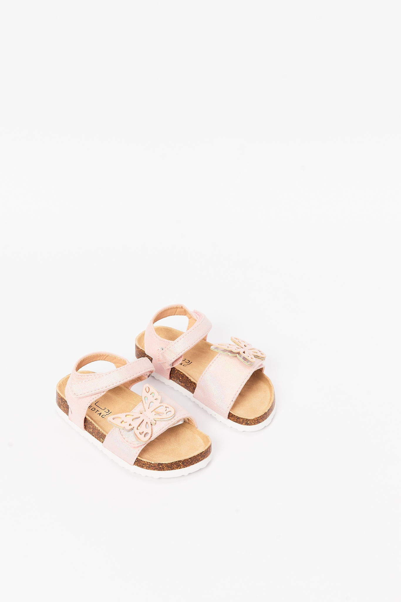 Redtag-Pink-Butterfly-Detail-Cork-Sandal-Category:Shoes,-CHR,-Colour:Pink,-Deals:New-In,-Filter:Girls-Footwear-(3-to-5-Yrs),-GIR-Sandals,-New-In-GIR-FOO,-Non-Sale,-S23B,-Section:Girls-(0-to-14Yrs)-Girls-3 to 5 Years