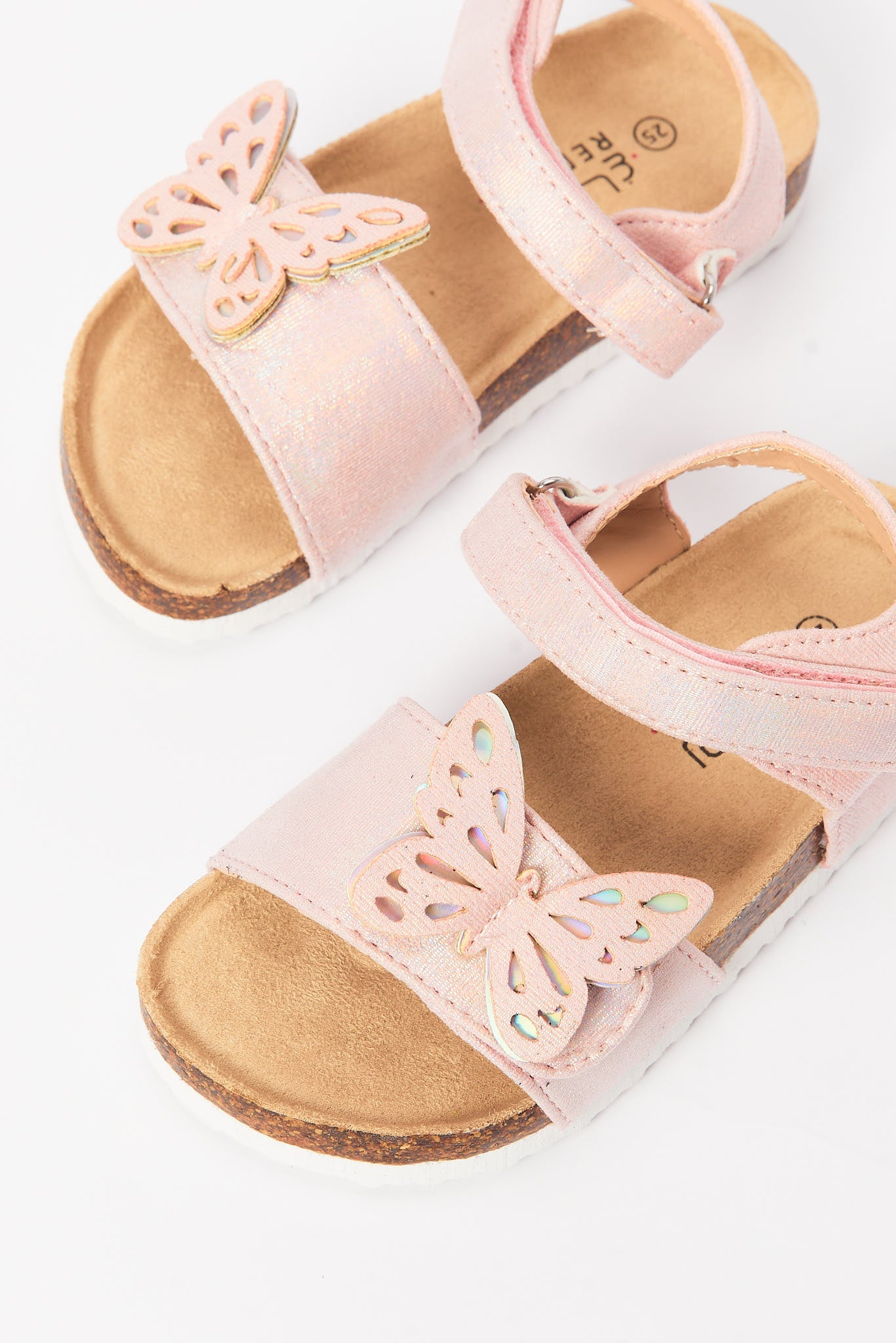 Redtag-Pink-Butterfly-Detail-Cork-Sandal-Category:Shoes,-CHR,-Colour:Pink,-Deals:New-In,-Filter:Girls-Footwear-(3-to-5-Yrs),-GIR-Sandals,-New-In-GIR-FOO,-Non-Sale,-S23B,-Section:Girls-(0-to-14Yrs)-Girls-3 to 5 Years