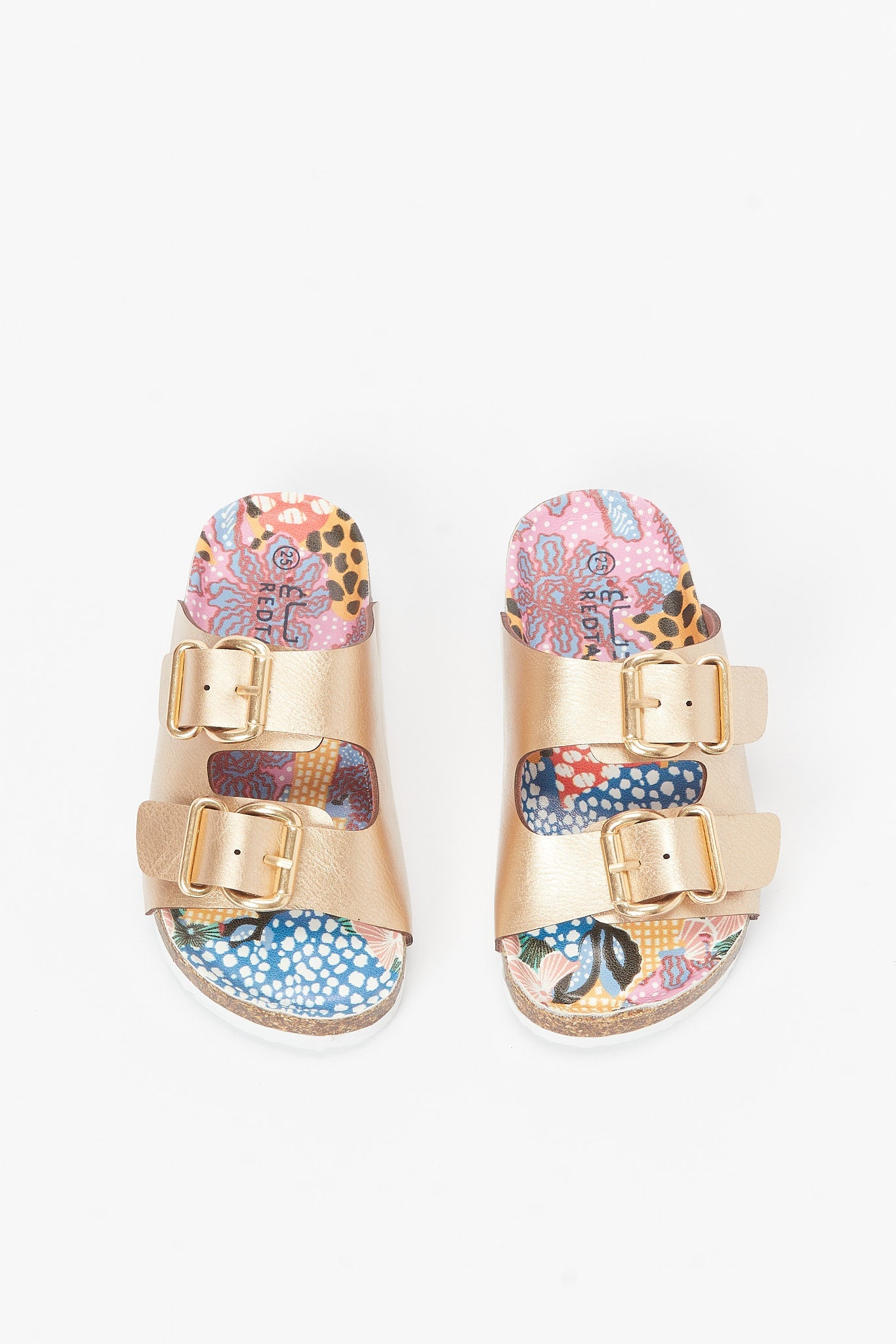 Redtag-Gold-Cork-Buckle-Detail-Strap-Sandal-Category:Shoes,-Colour:Gold,-Deals:New-In,-Filter:Girls-Footwear-(3-to-5-Yrs),-GIR-Sandals,-N/A,-New-In-GIR-FOO,-Non-Sale,-S23B,-Section:Girls-(0-to-14Yrs)-Girls-3 to 5 Years